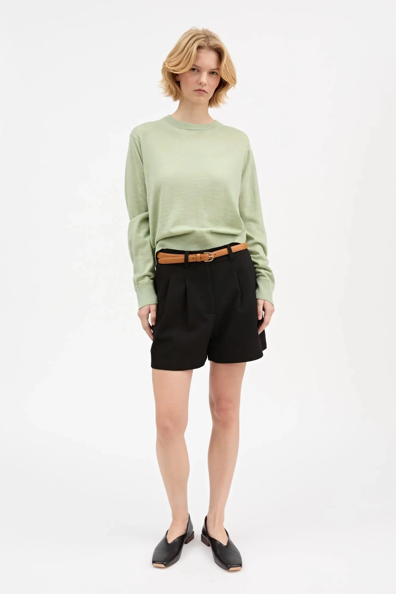 Amara O-Neck Jumper | Light Green Mélange - Image 3