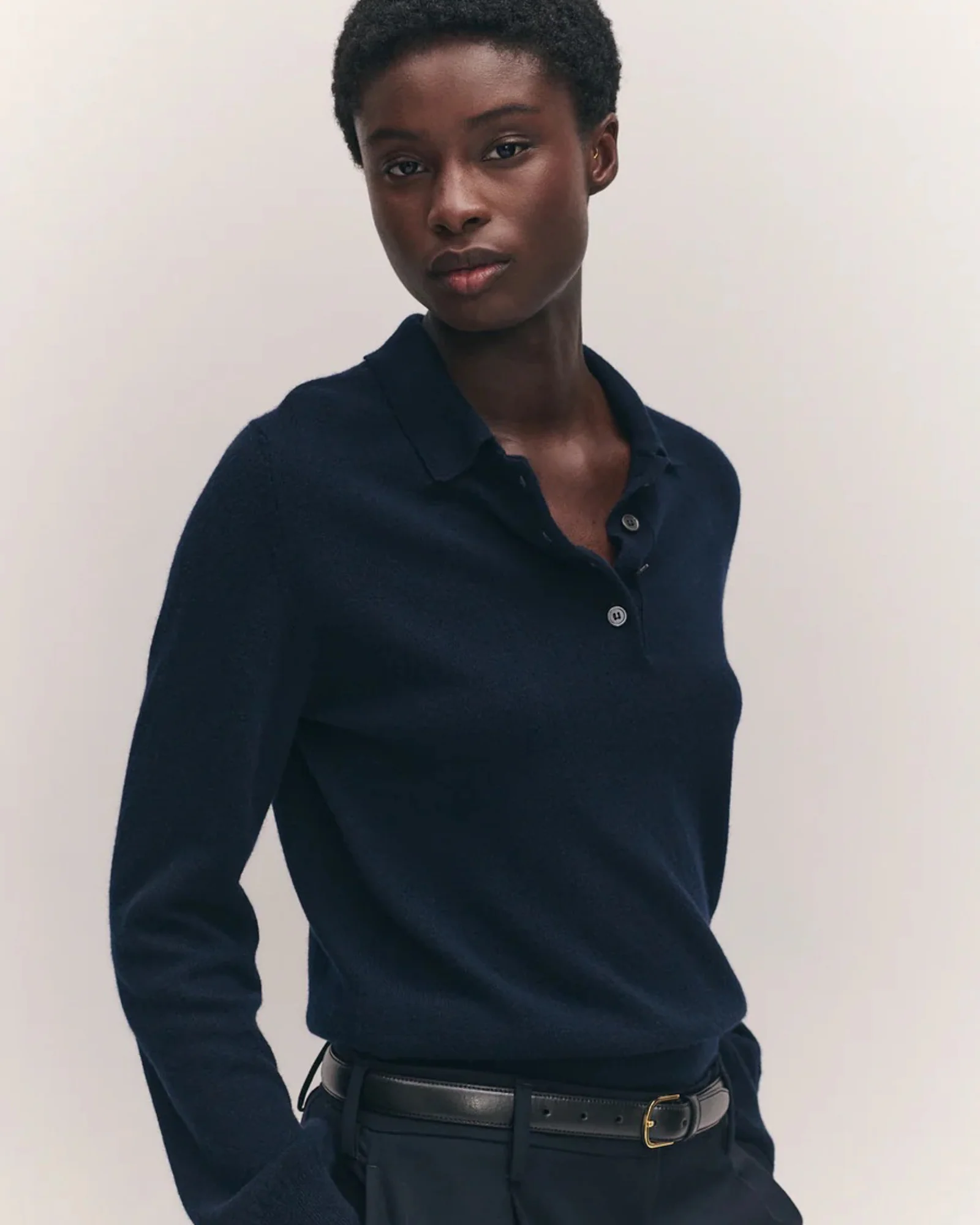 Aoife Cashmere Polo Shirt | Navy - Image 4