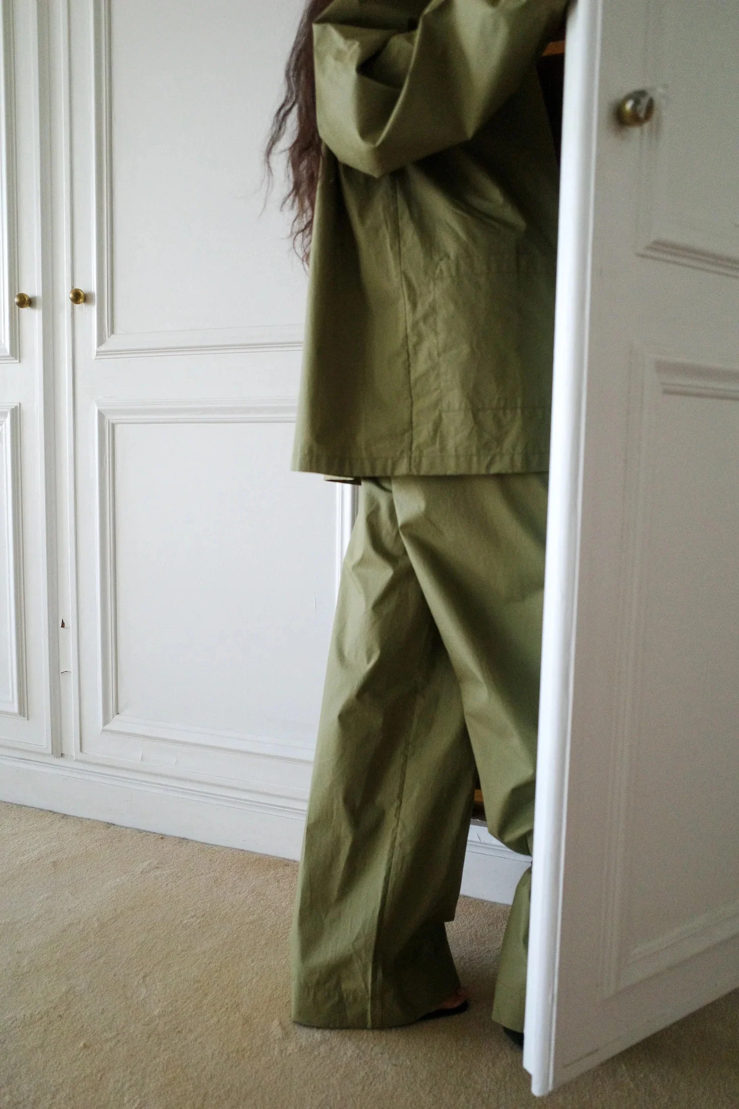 Cotton Poplin Py Trousers | Avocado