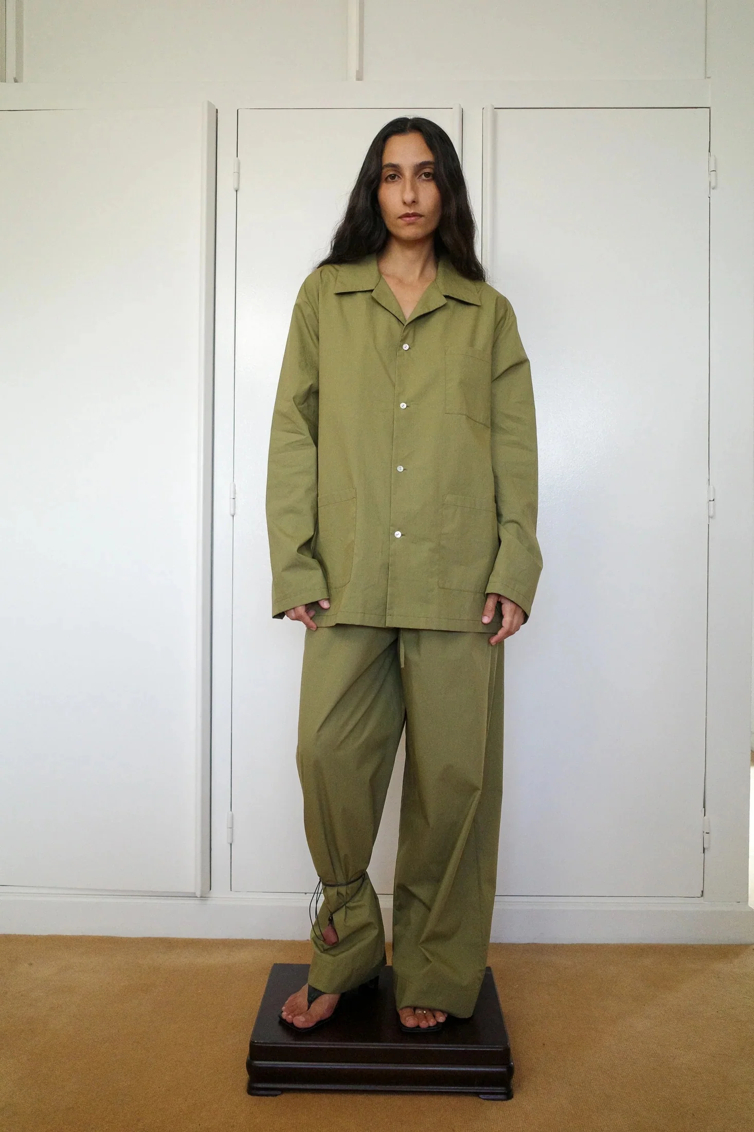 Cotton Poplin Py Trousers | Avocado - Image 2
