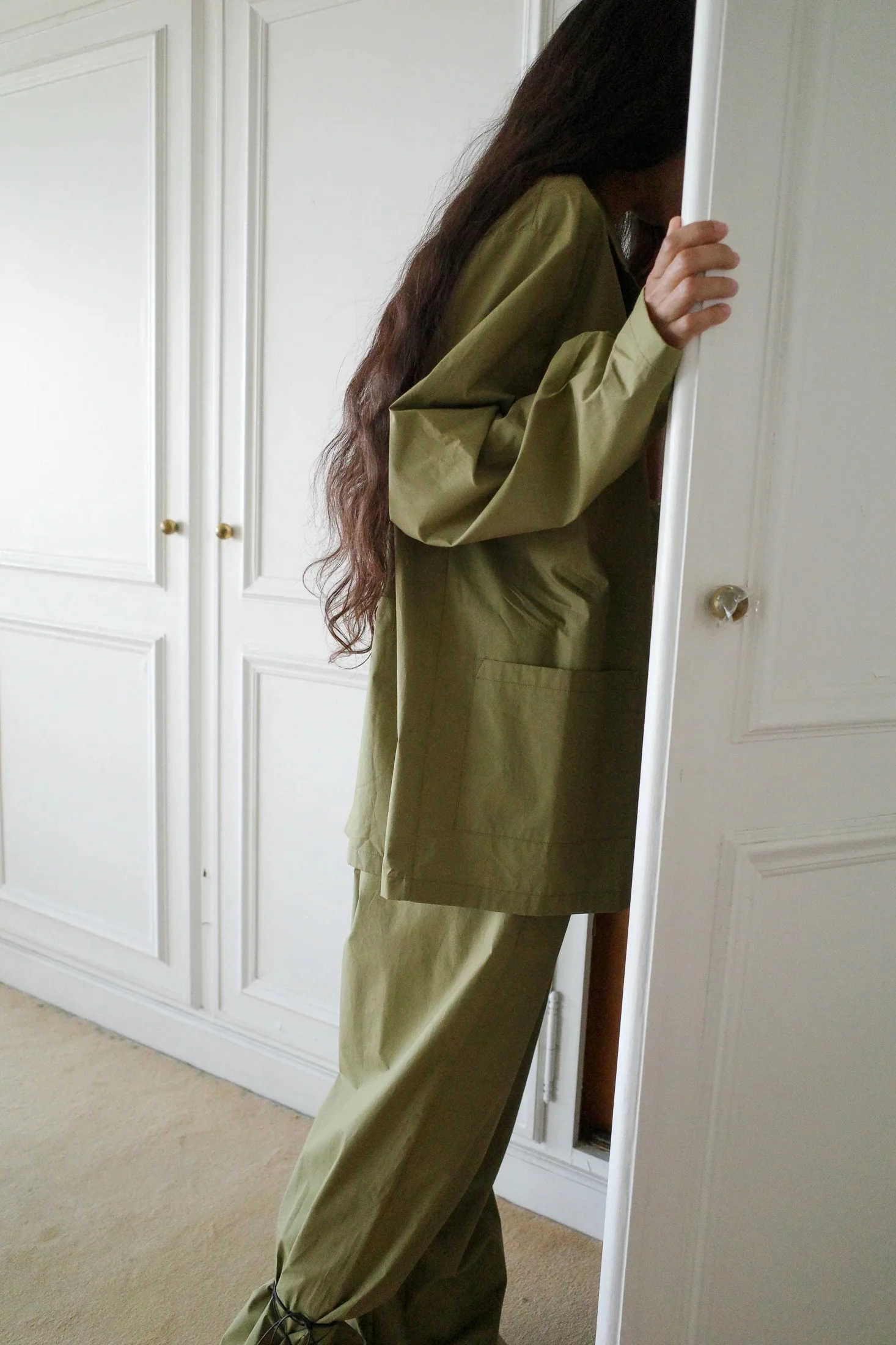 Cotton Poplin Py Trousers | Avocado - Image 4