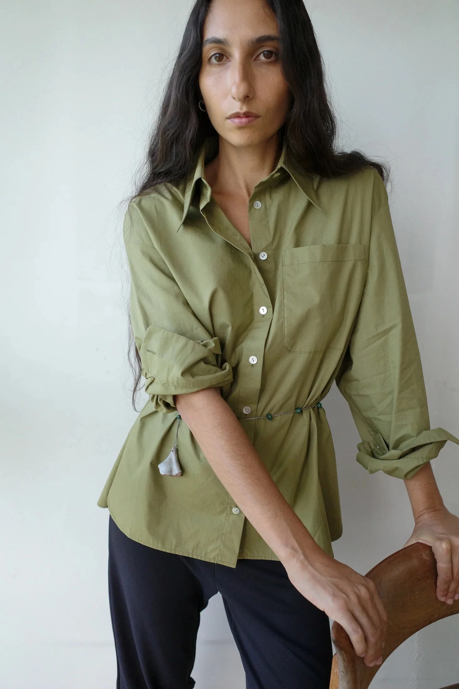 Cotton Poplin Shirt | Avocado