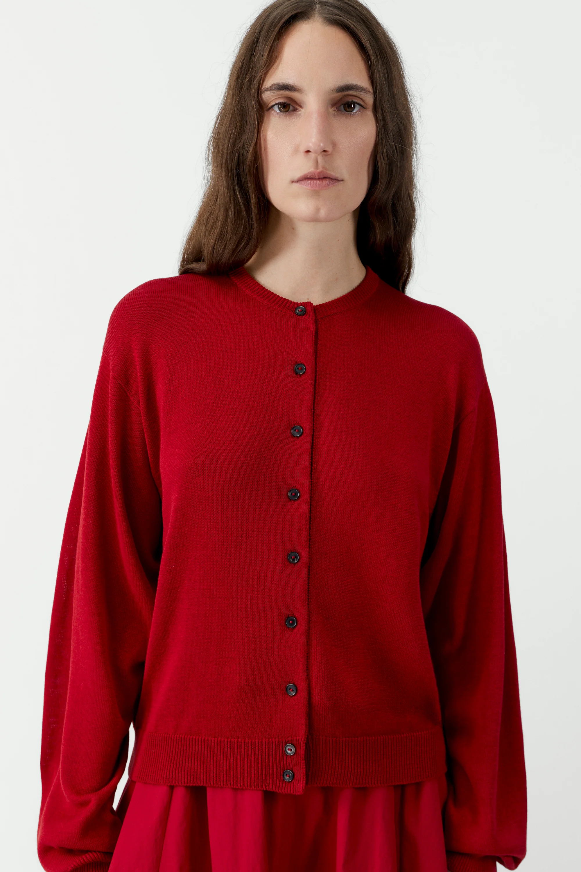 Cotton & Silk Cardigan | Red - Image 2