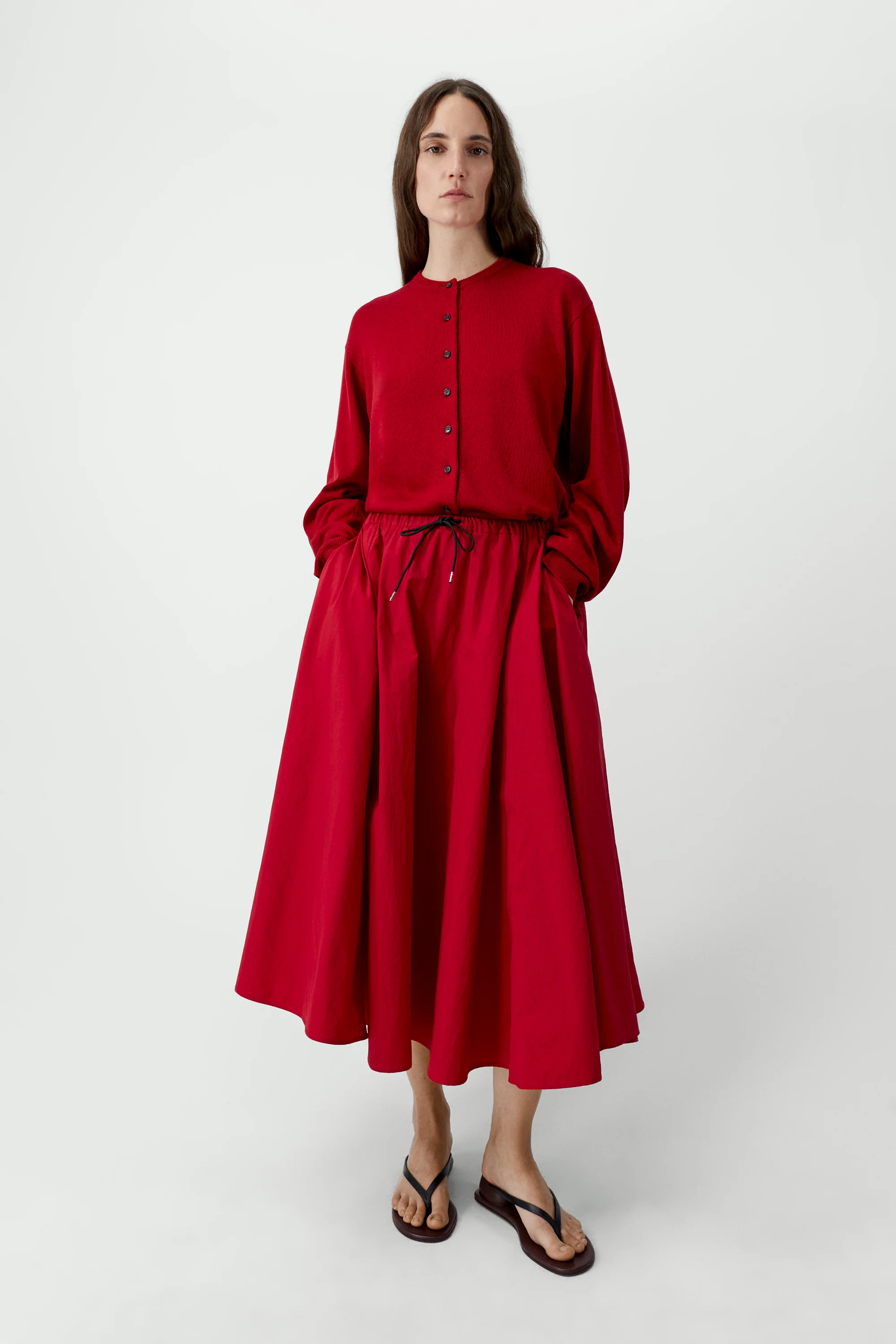 Cotton & Silk Cardigan | Red - Image 3
