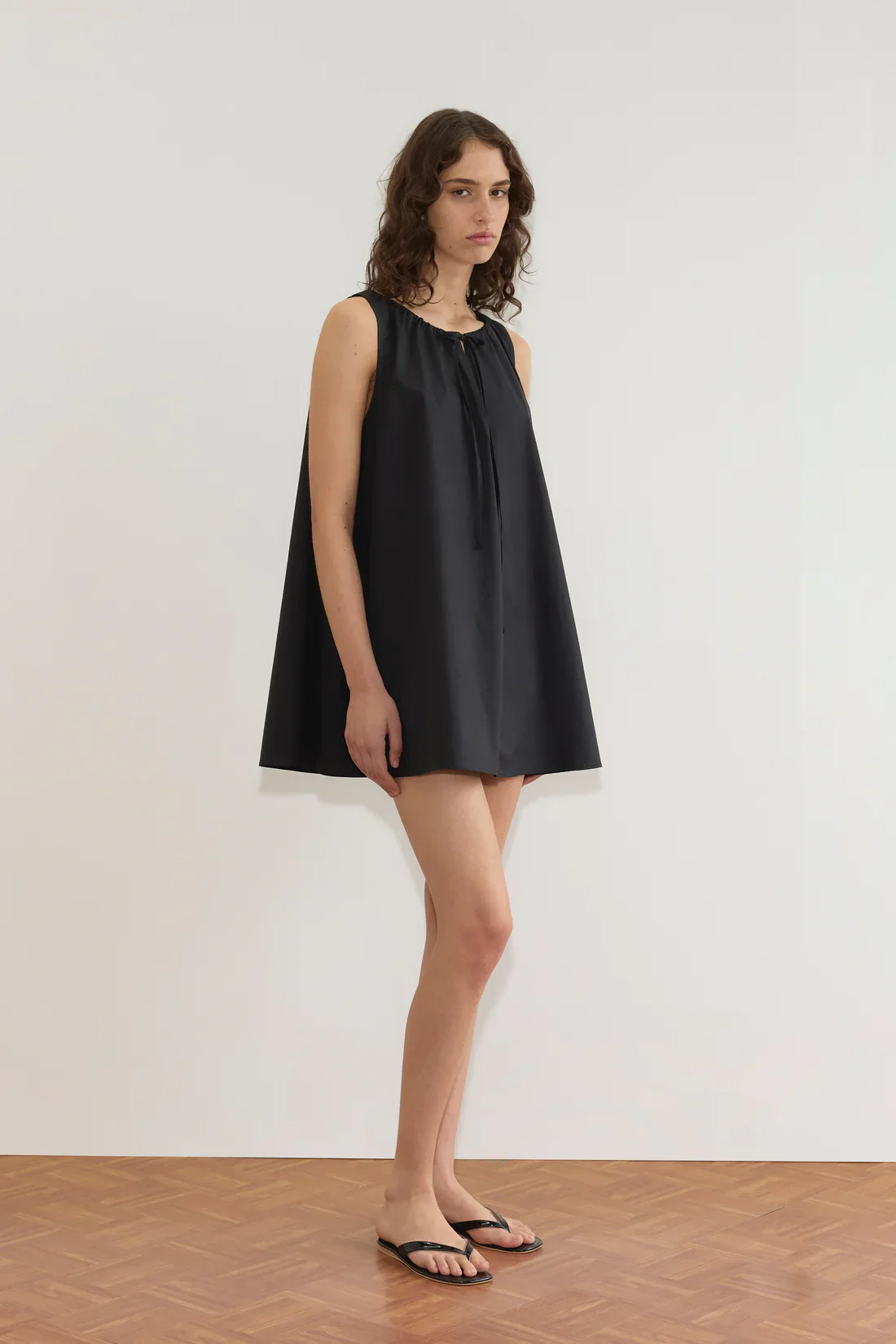 Drawcord Dress | Black - Image 3