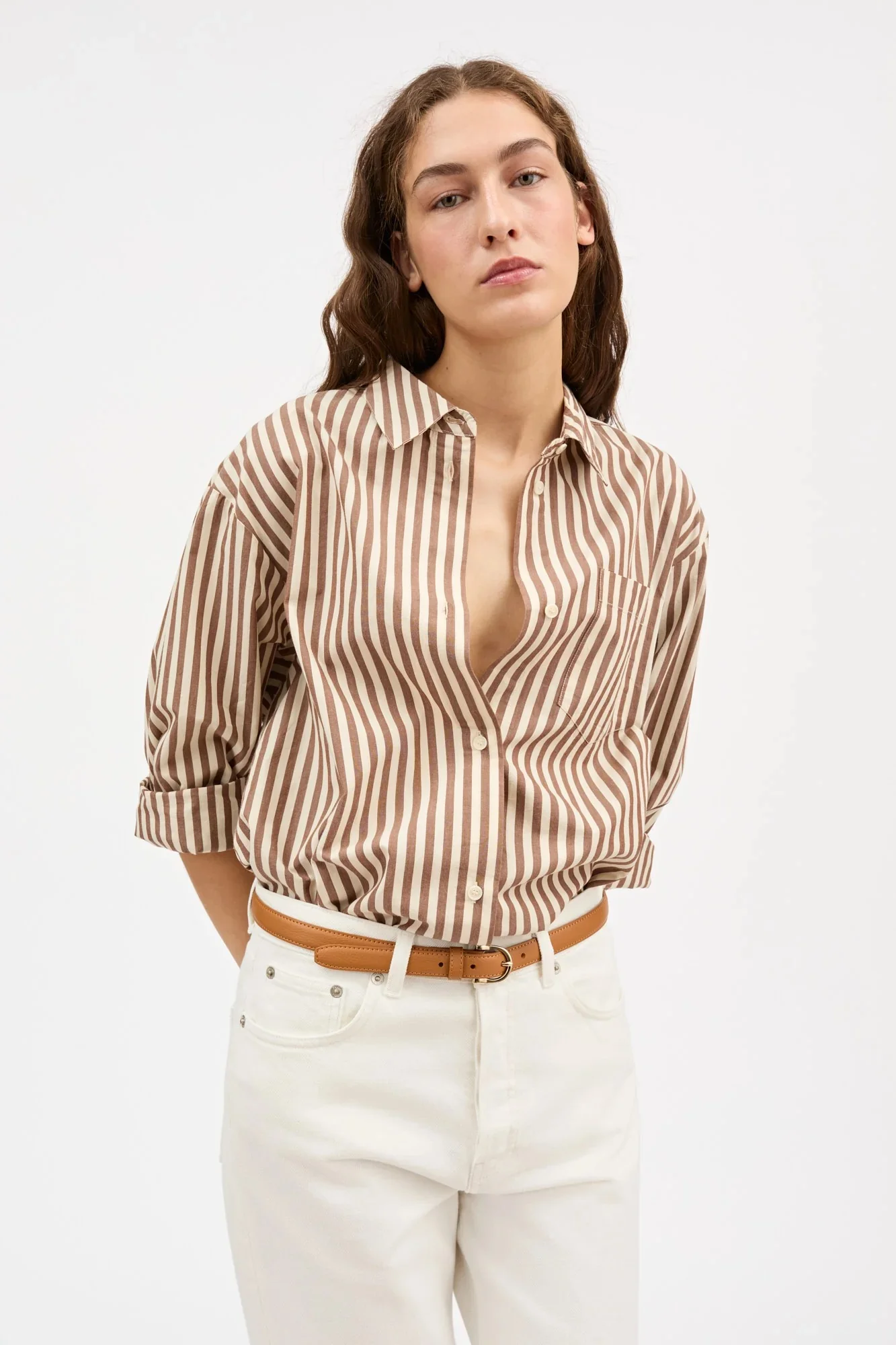 Edgar Shirt | Brown/Ecru Stripe - Image 2