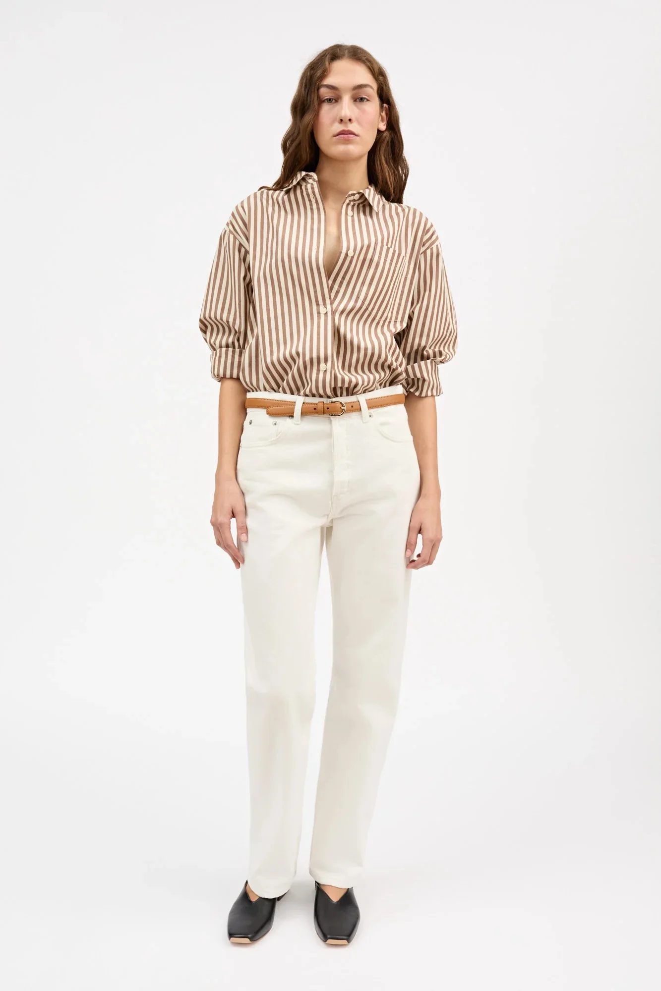 Edgar Shirt | Brown/Ecru Stripe - Image 3