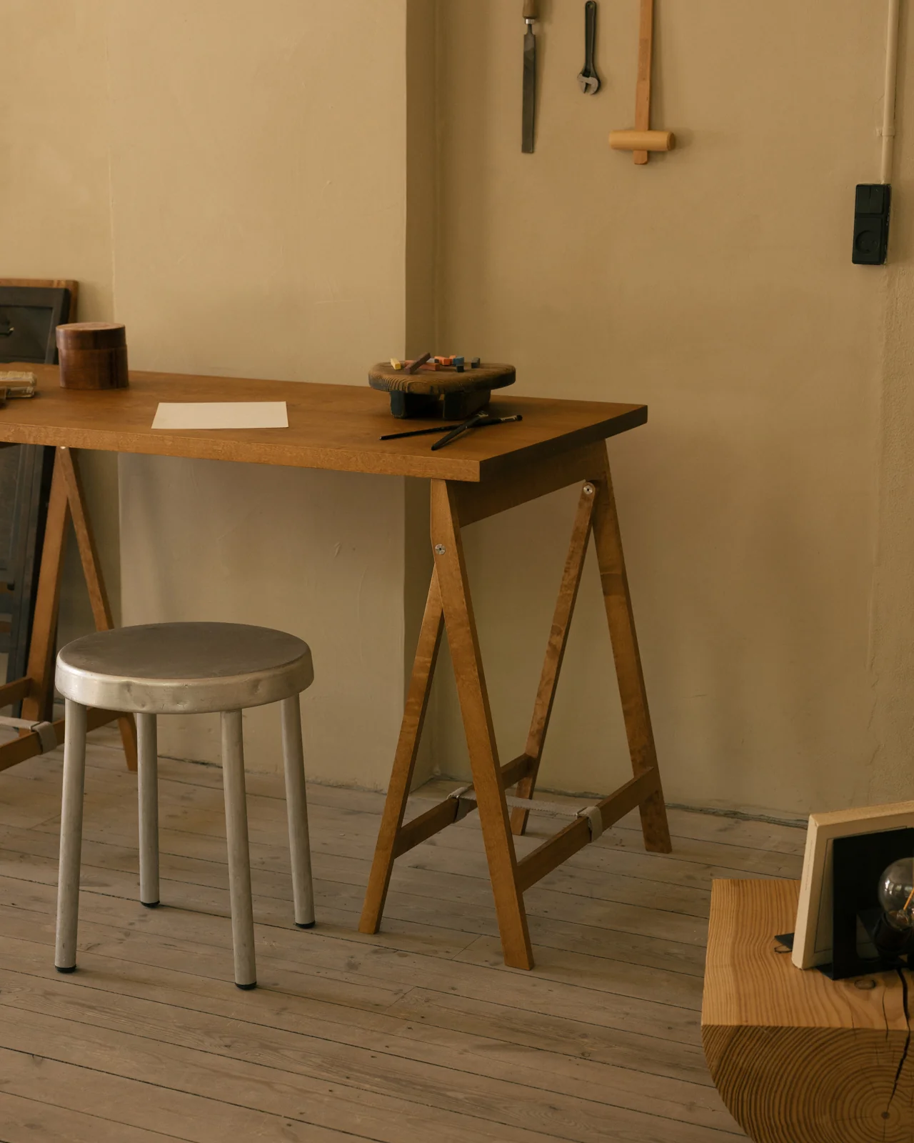 Folding Flat Trestle Table | Warm Brown Birch - Image 2
