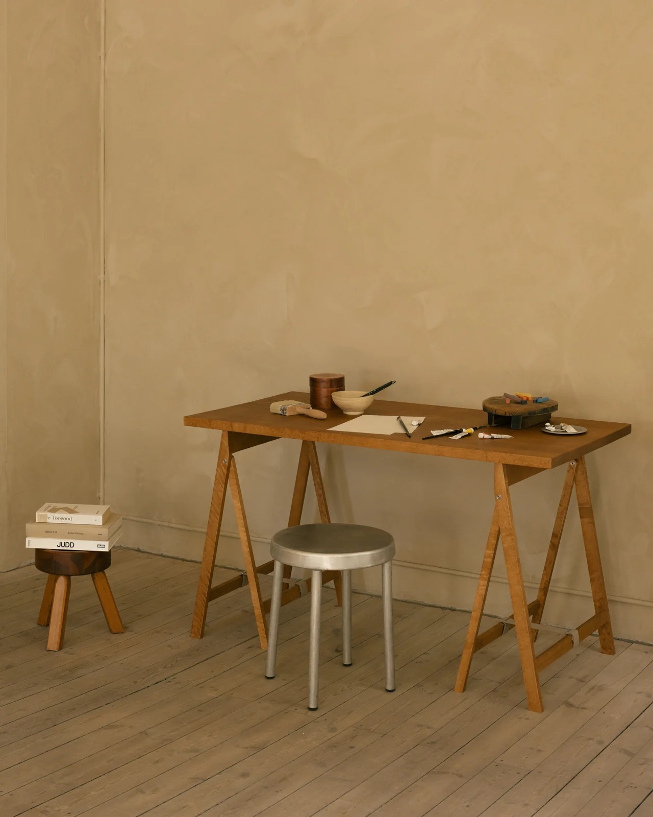 Folding Flat Trestle Table | Warm Brown Birch - Image 4