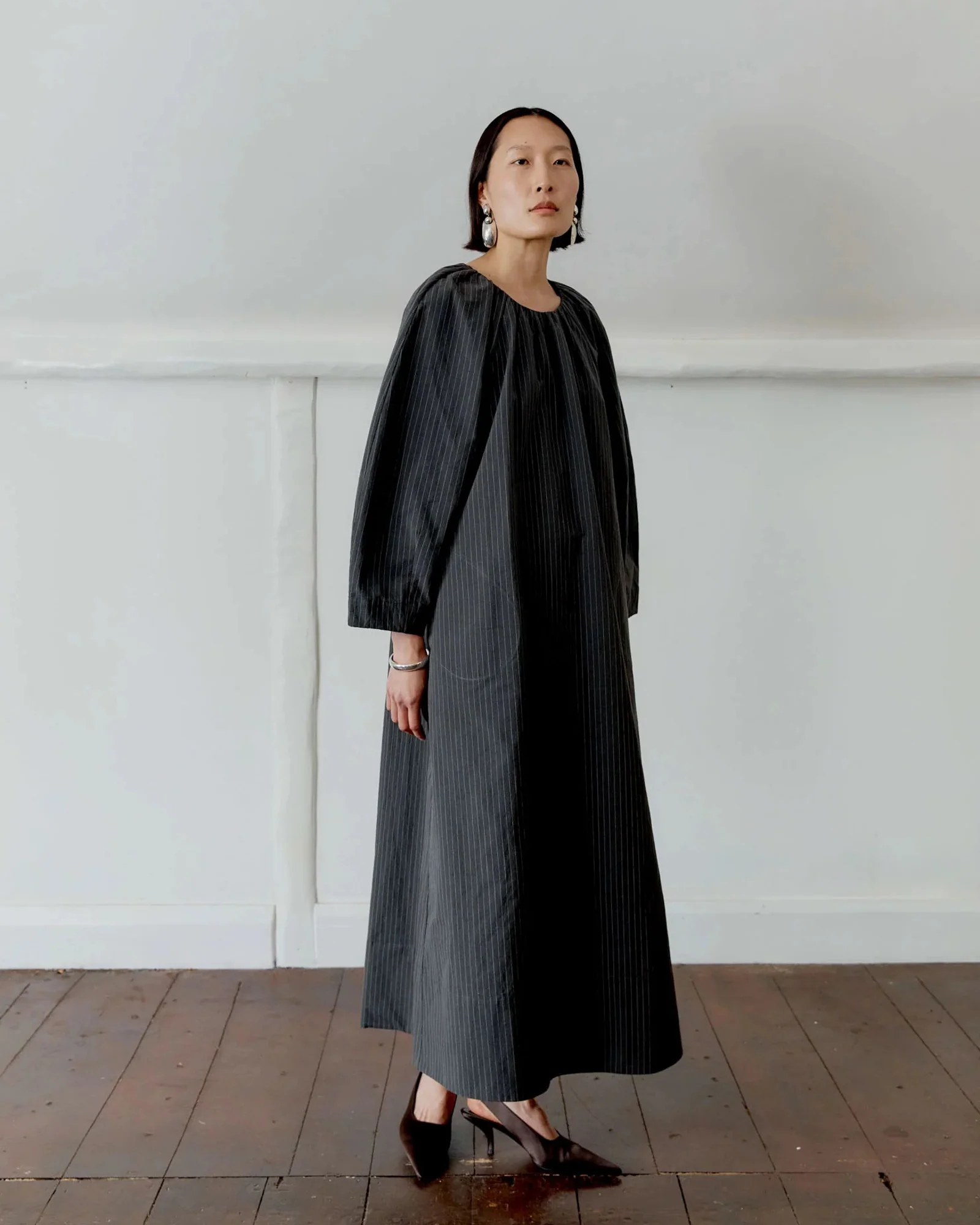Japanese Cotton Tilda Dress |Â Slate Stripe - Image 3