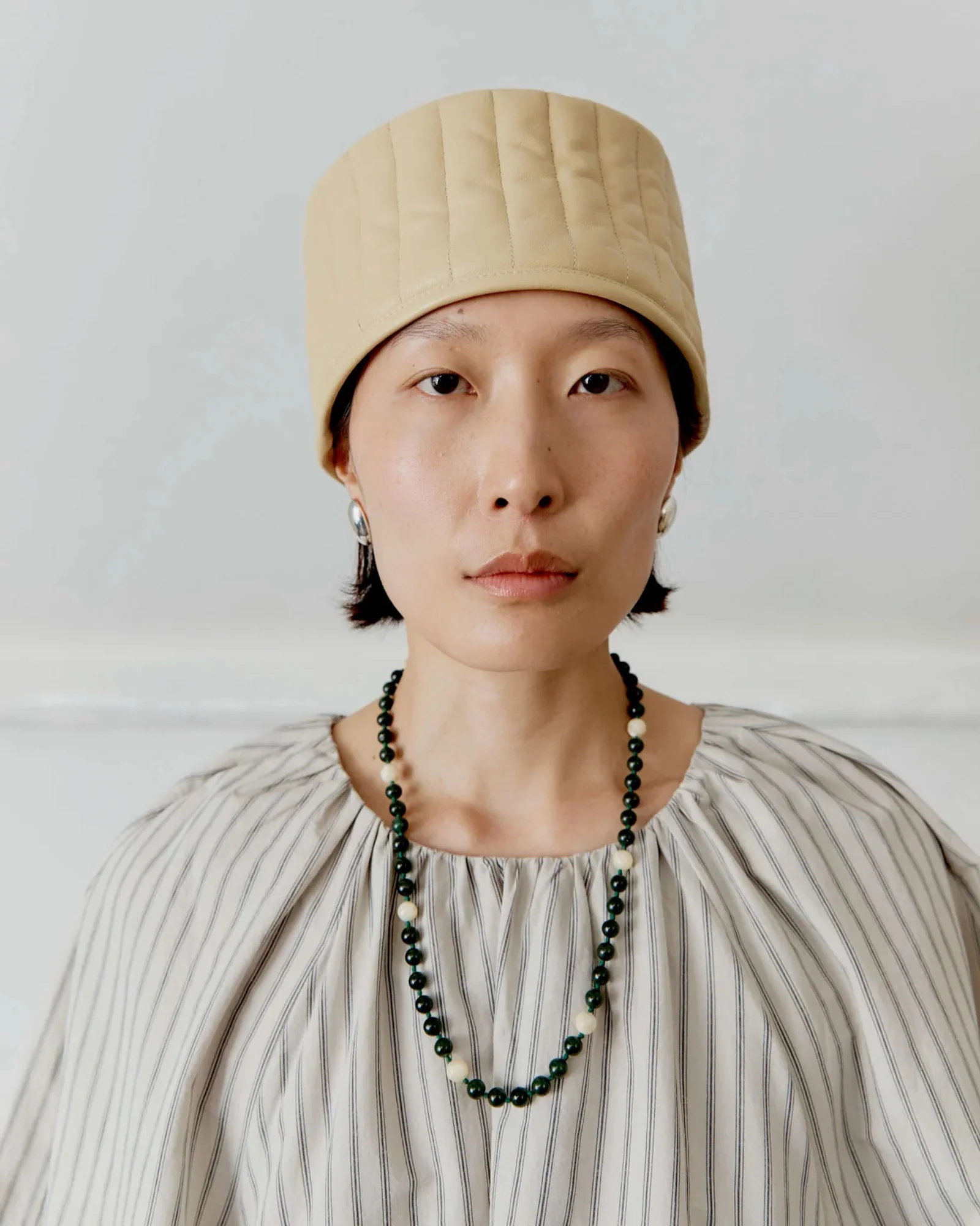 Japanese Cotton Tilda Mini Dress |Â Natural/Slate Stripe - Image 2