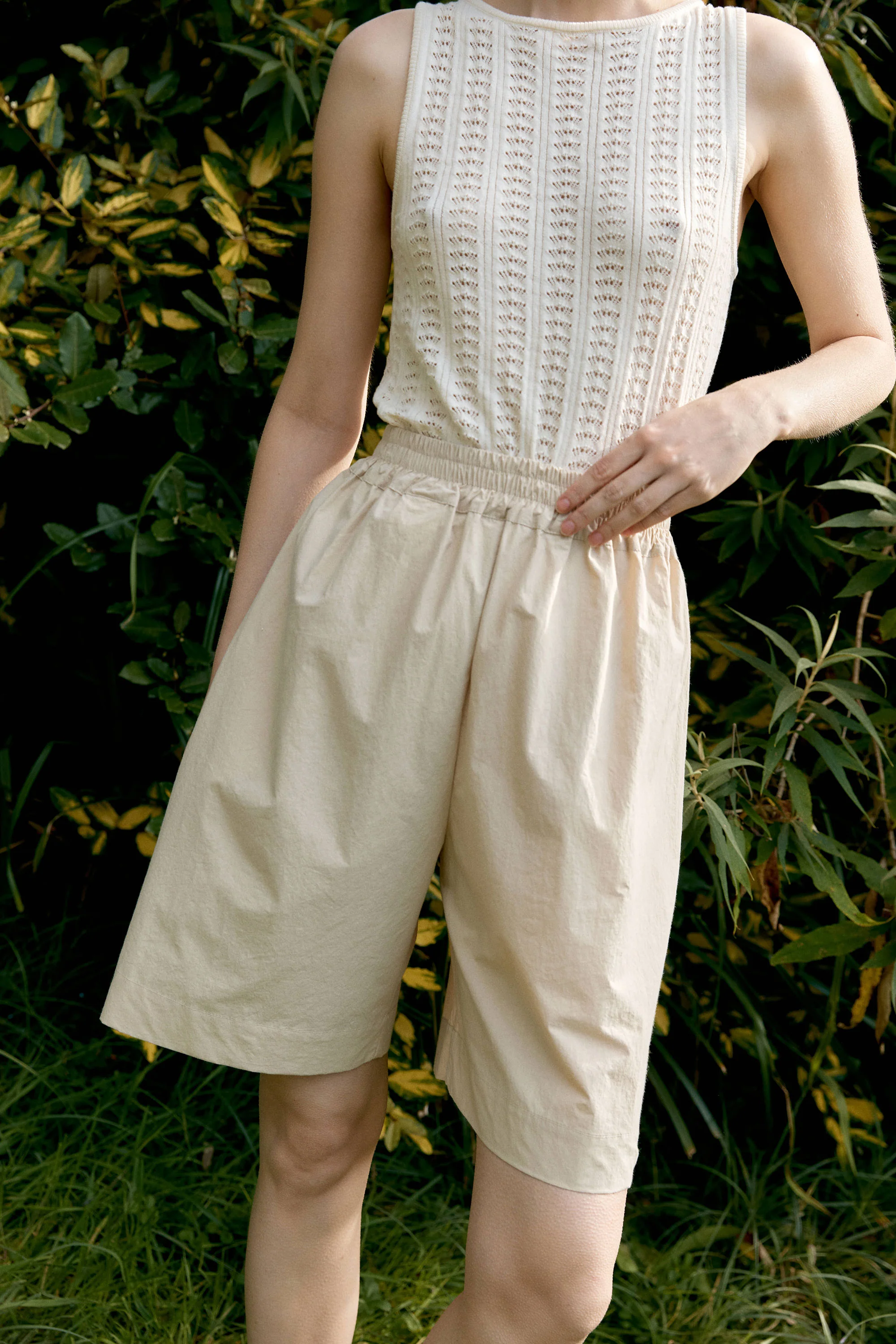 Japanese Cotton Typewriter Hilda Short | Oat - Image 2