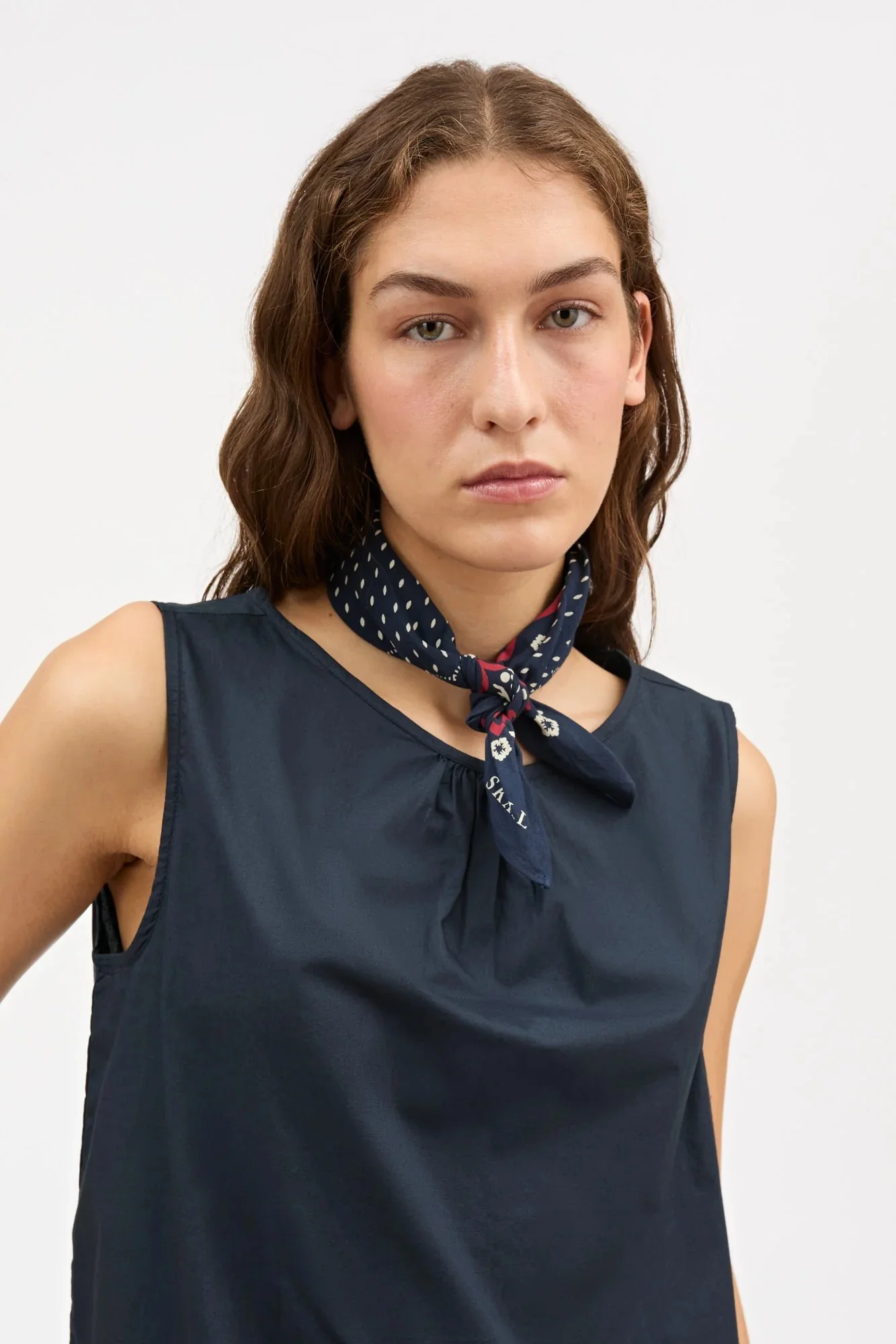 Juniper Scarf | Navy/Red/Ecru - Image 2