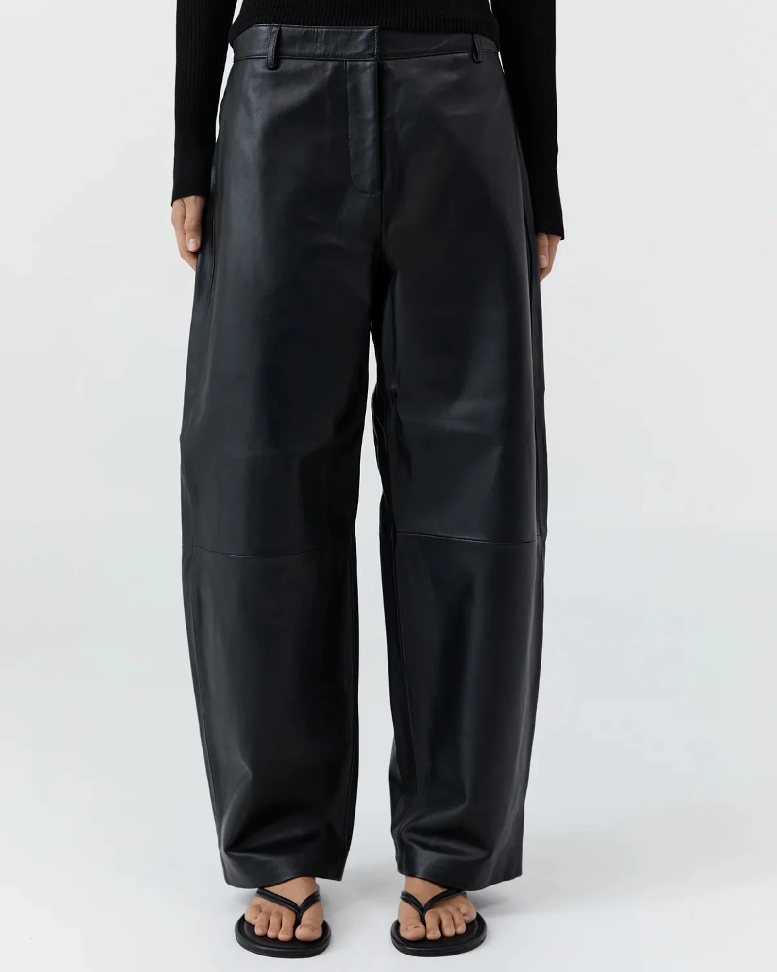 Leather Balloon Pants | Black