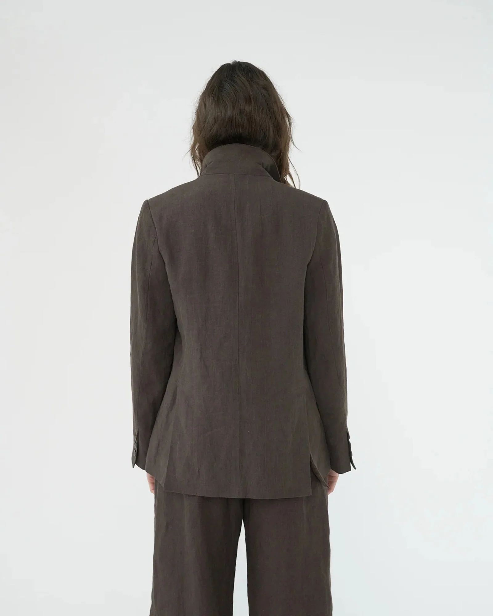 Linen Straight Blazer | Brown - Image 4