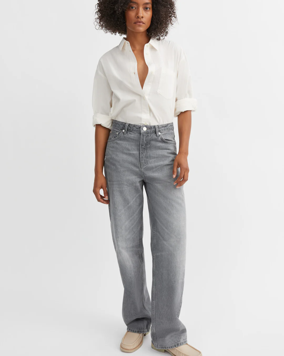 Maddy Straight Jeans | Worn Light Grey - Image 2