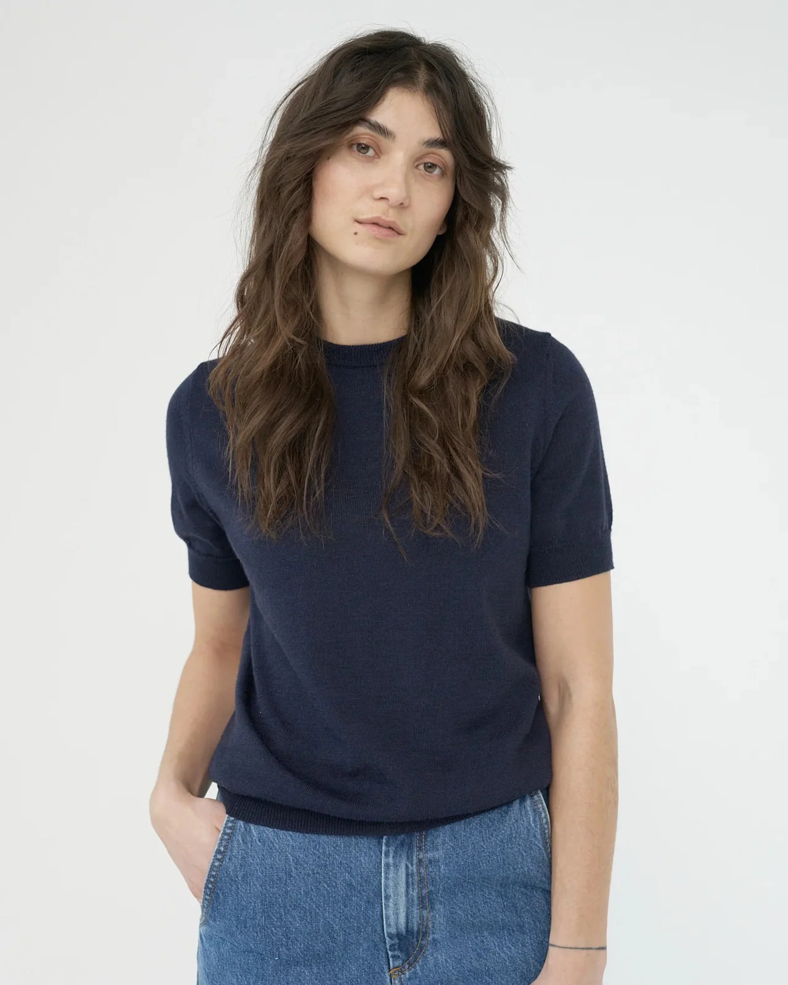 Merino Knit T-shirt | Navy - Image 2