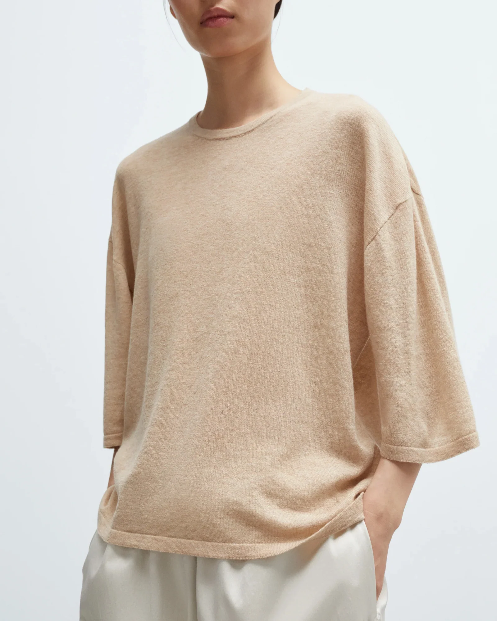Merino Wool Oversized T-Shirt | Beige - Image 3