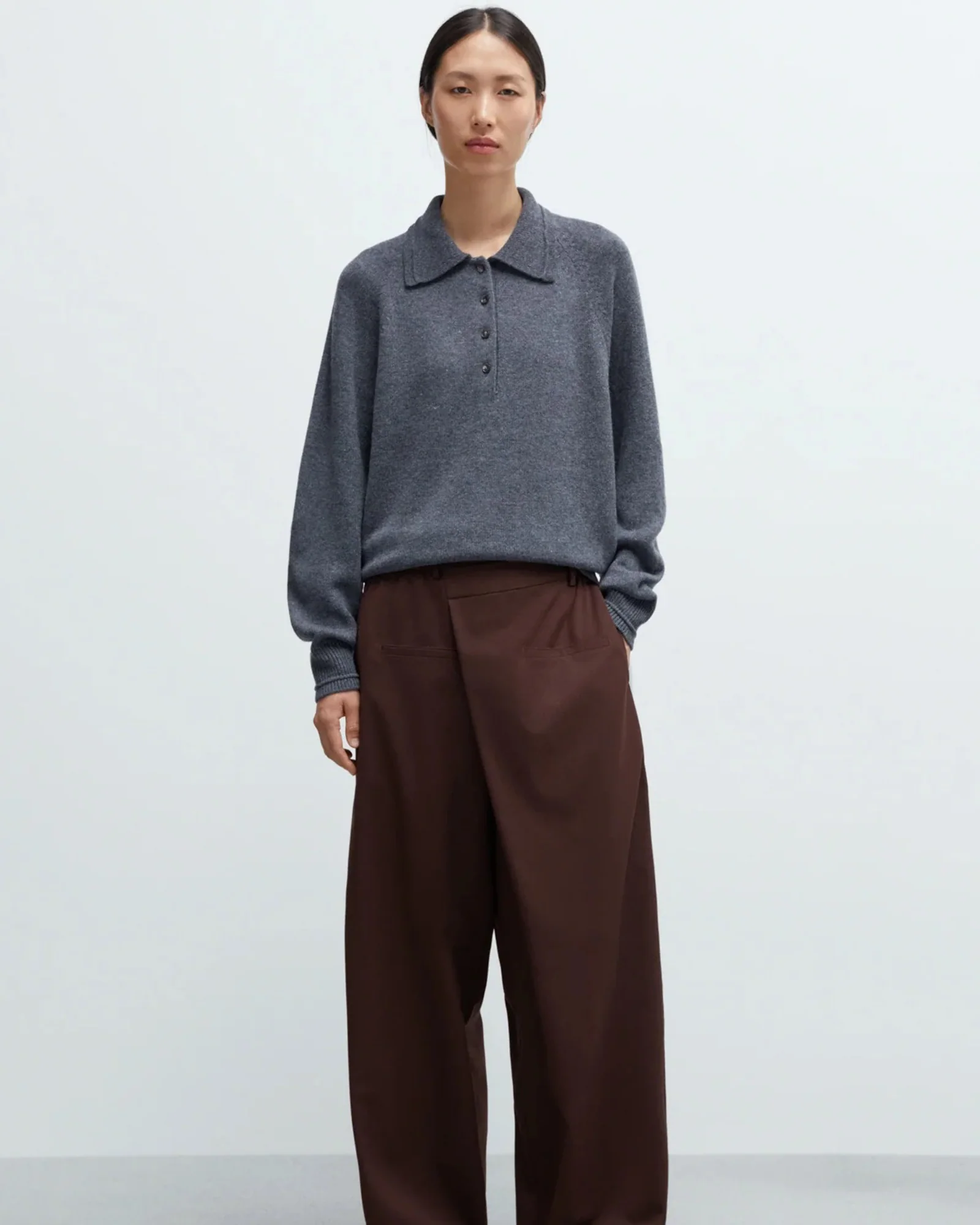 Merino Wool Polo Sweater |Â Grey - Image 2
