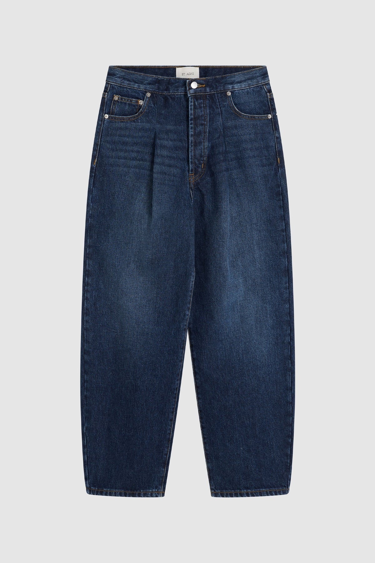 Mid Rise Pleat Barrel Jeans