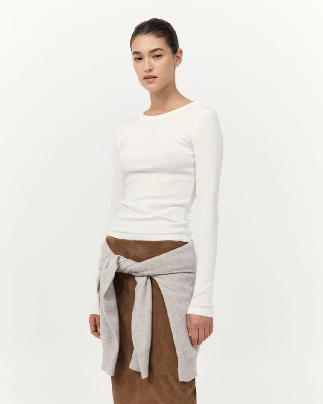 Organic Cotton Long Sleeve Top | White - Image 3