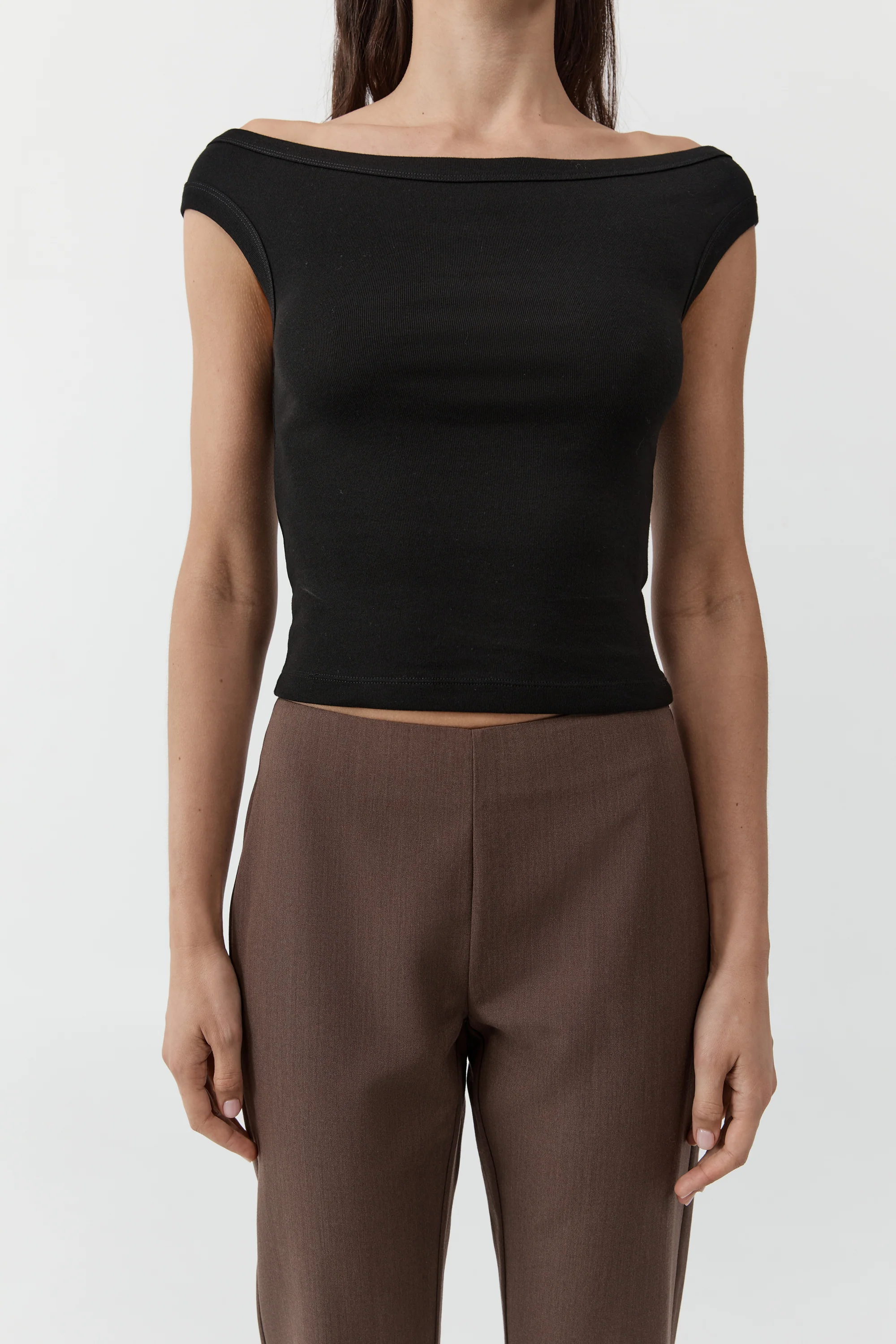 Organic Cotton Off Shoulder Top | Jet Black - Image 2