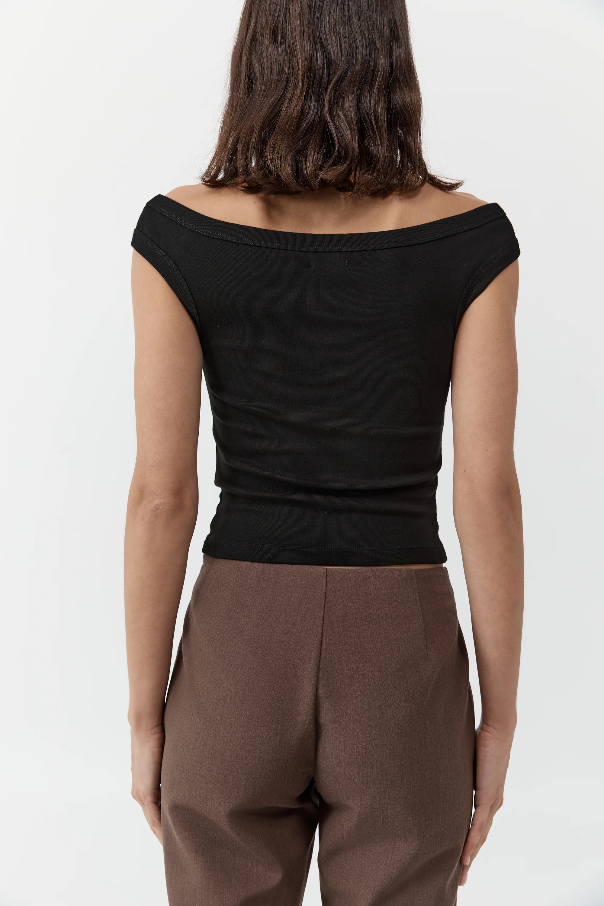 Organic Cotton Off Shoulder Top | Jet Black - Image 3