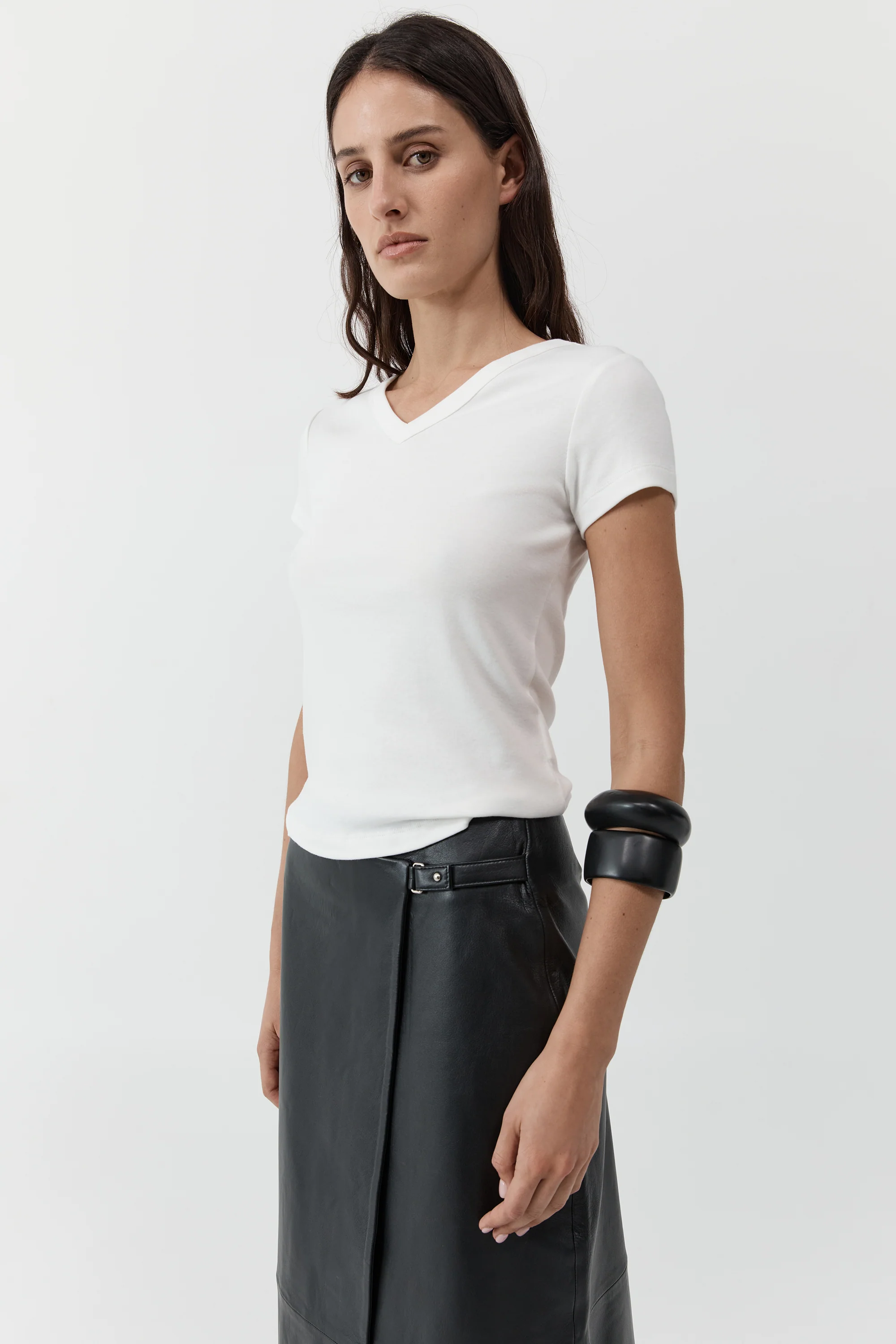 Organic Cotton V Neck Tee | White - Image 3