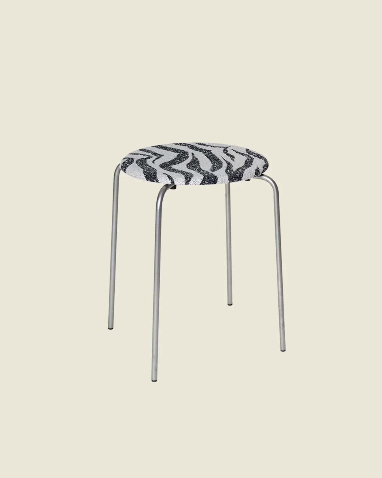 Petit Rond Stool | Stainless Steel / Zebra Fabric