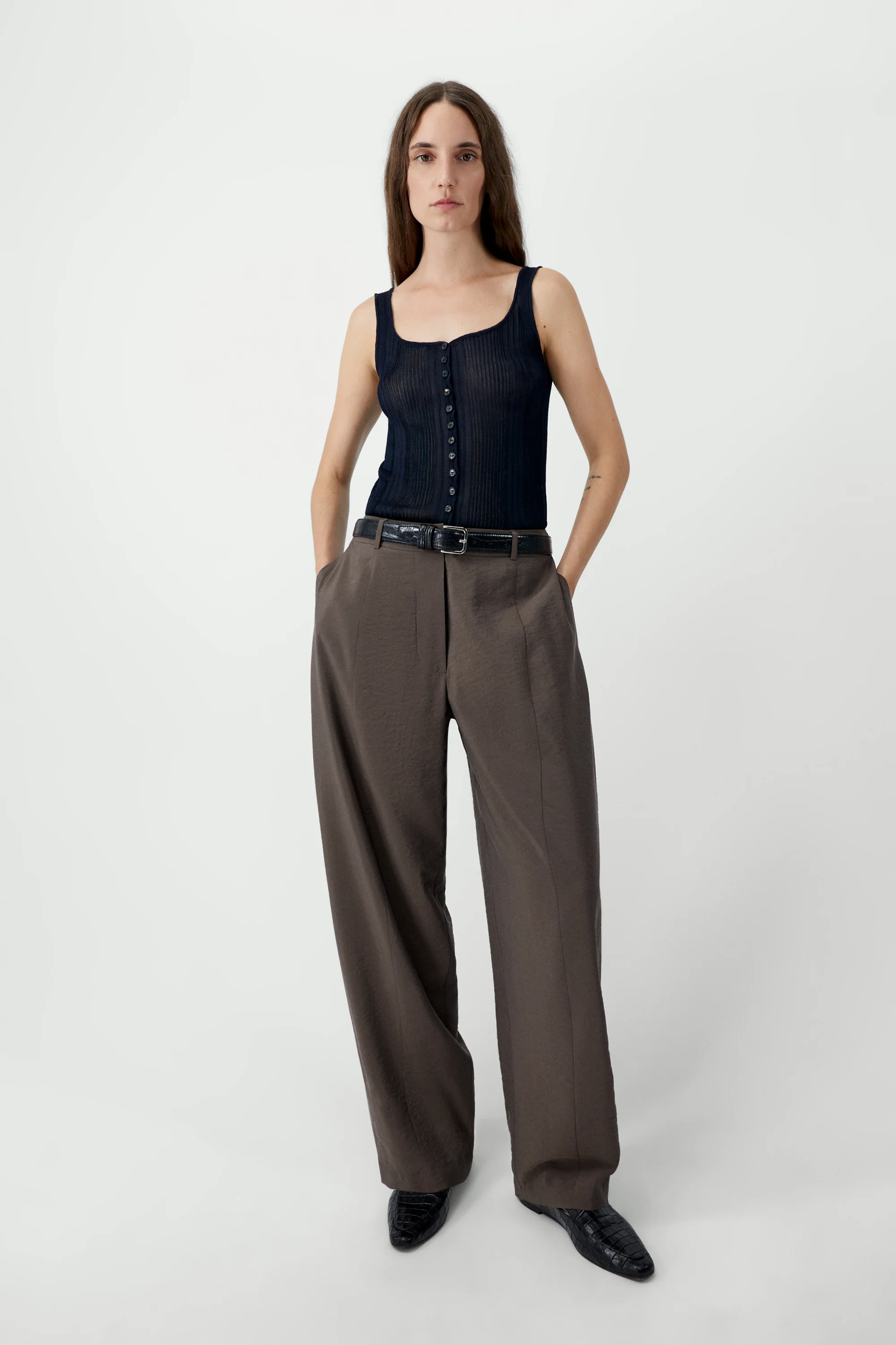 Ribbed Tank Top | Navy - Image 3