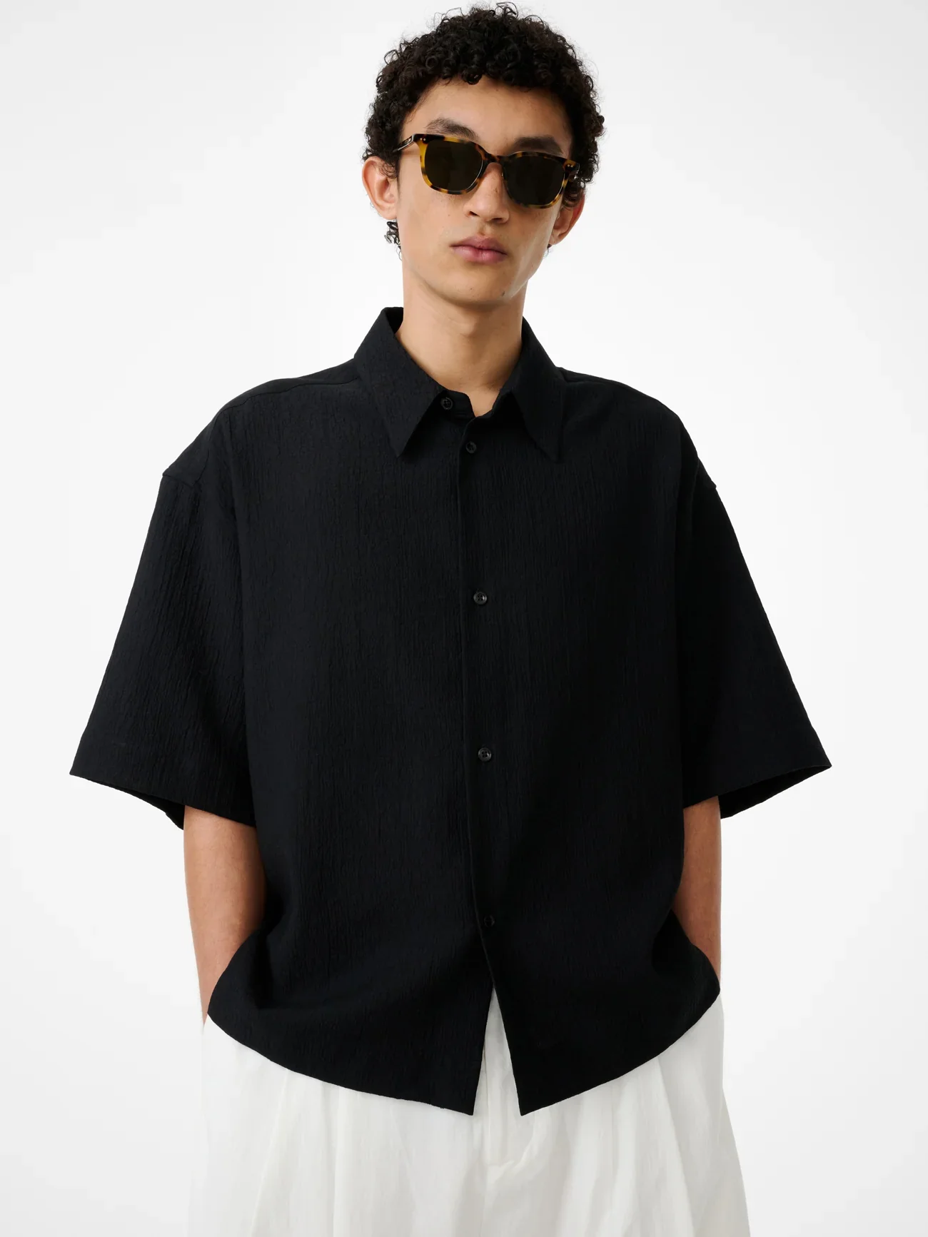 Sanko Matelasse Shirt | BLack - Image 2