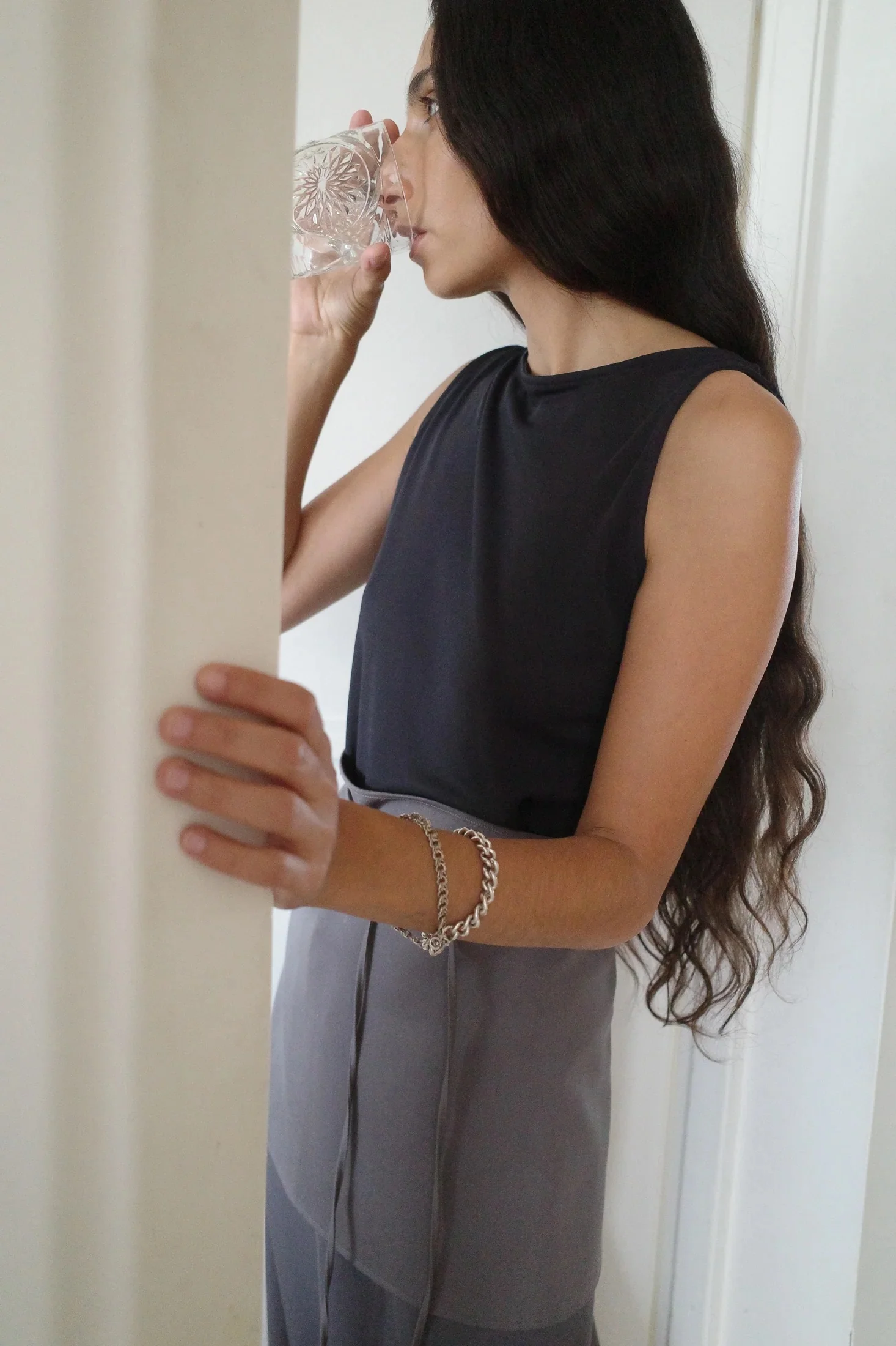 Stretch Jersey Boat Neck Top | Anthracite