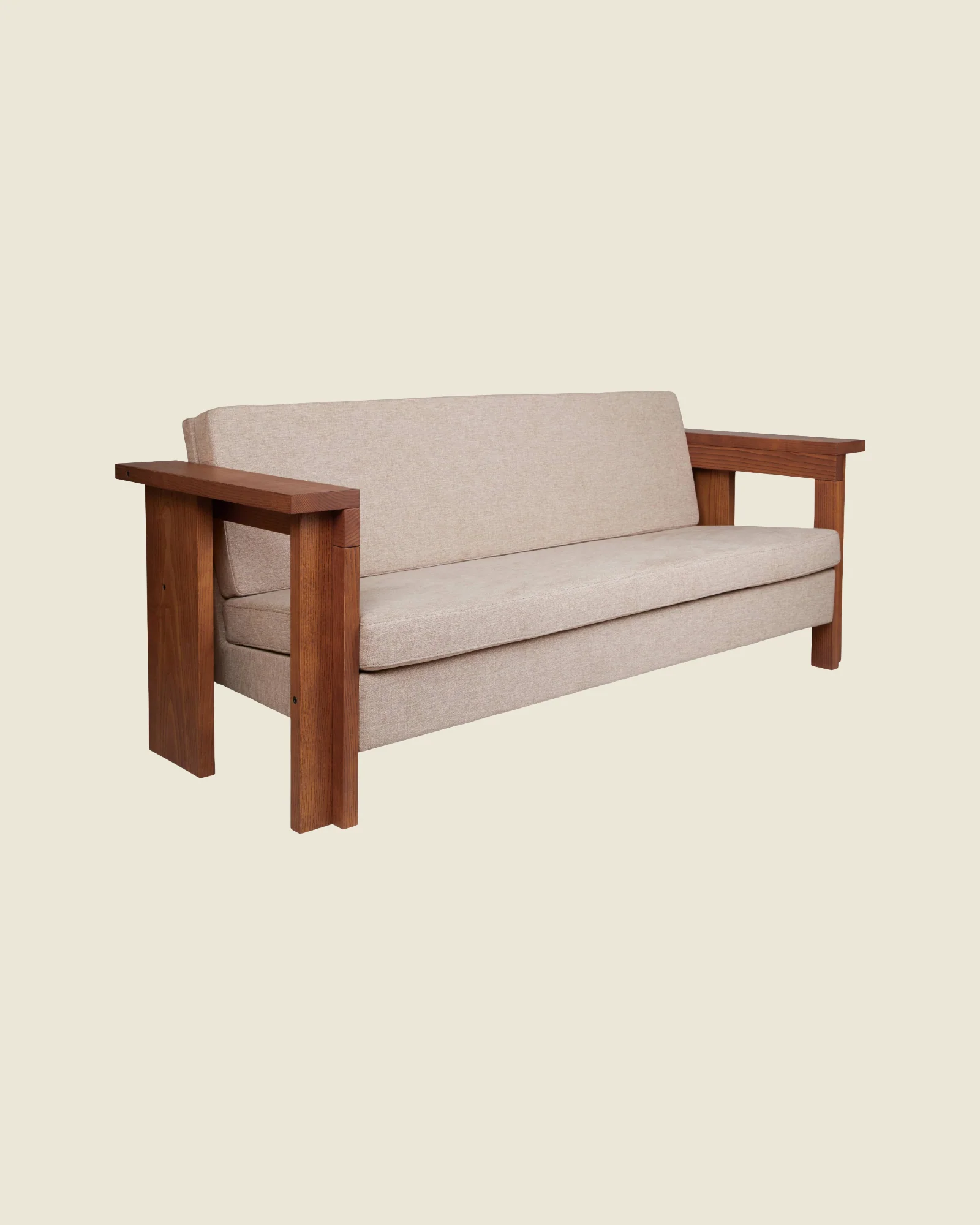 Symmetry Couch | Ash Wood | Oat Fabric - Image 4
