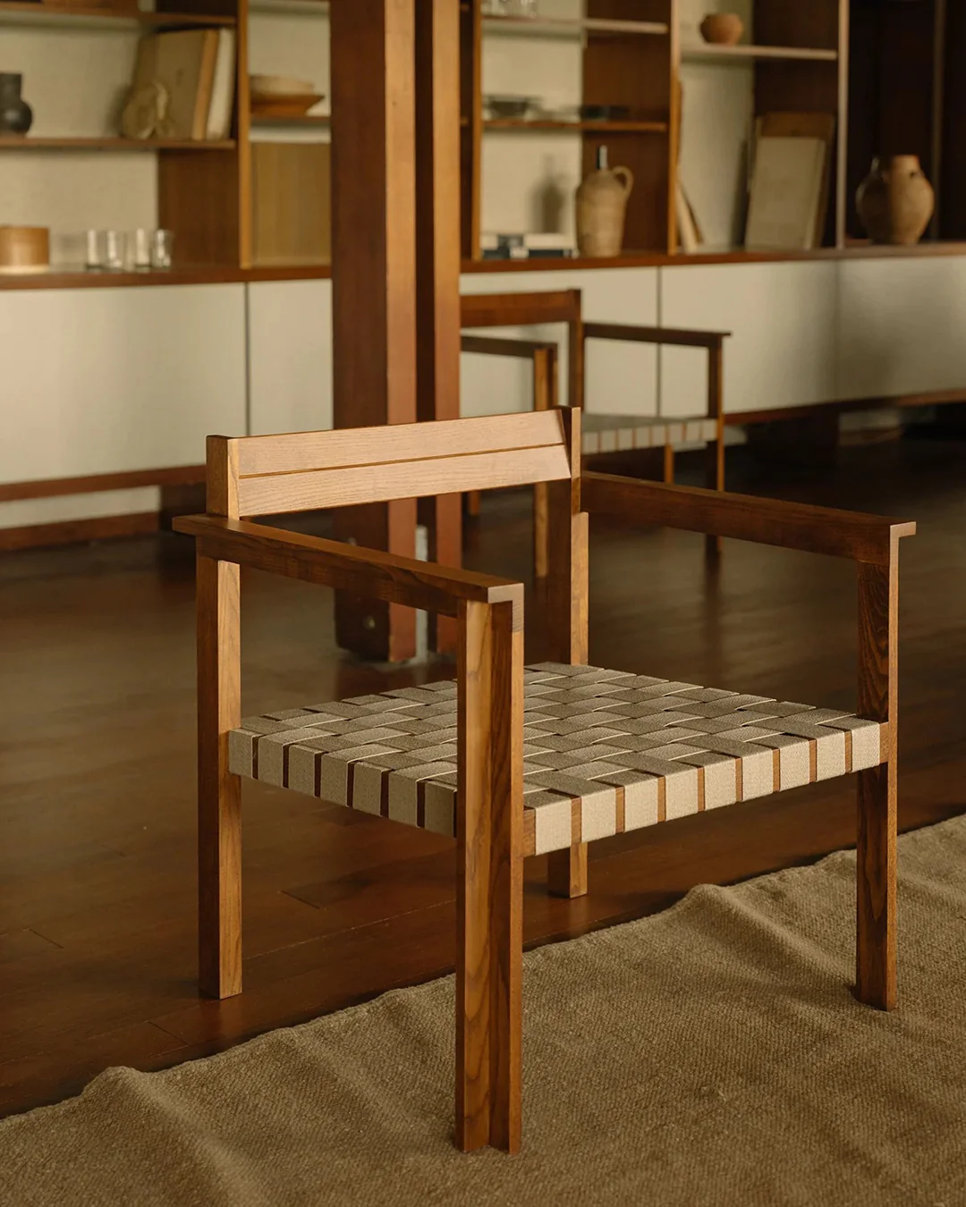 Symmetry Easy Chair |Â Honey Ash Wood / Oat Fabric - Image 2