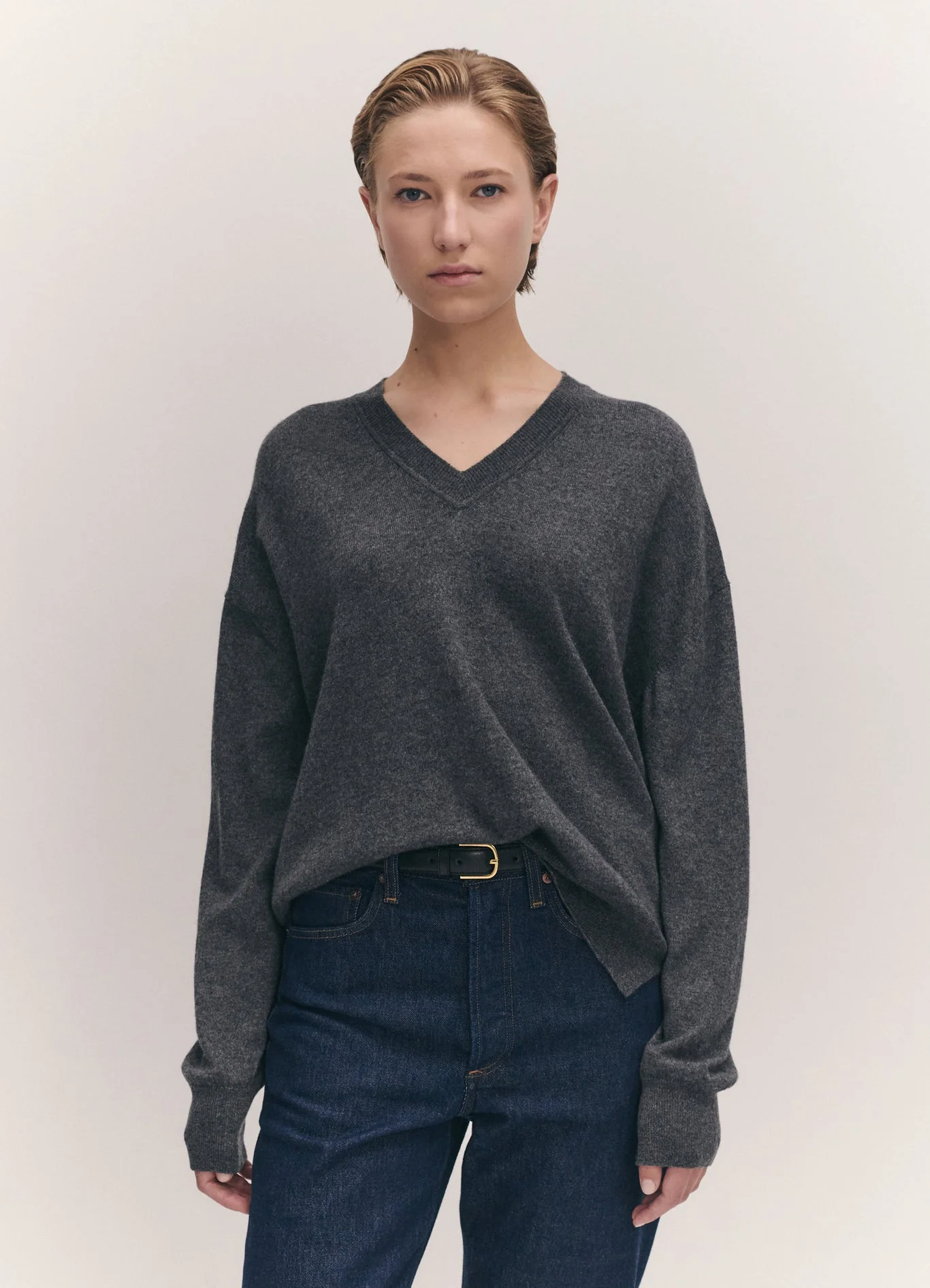 Tahra Cashmere V-Neck |Â Derby Grey - Image 2