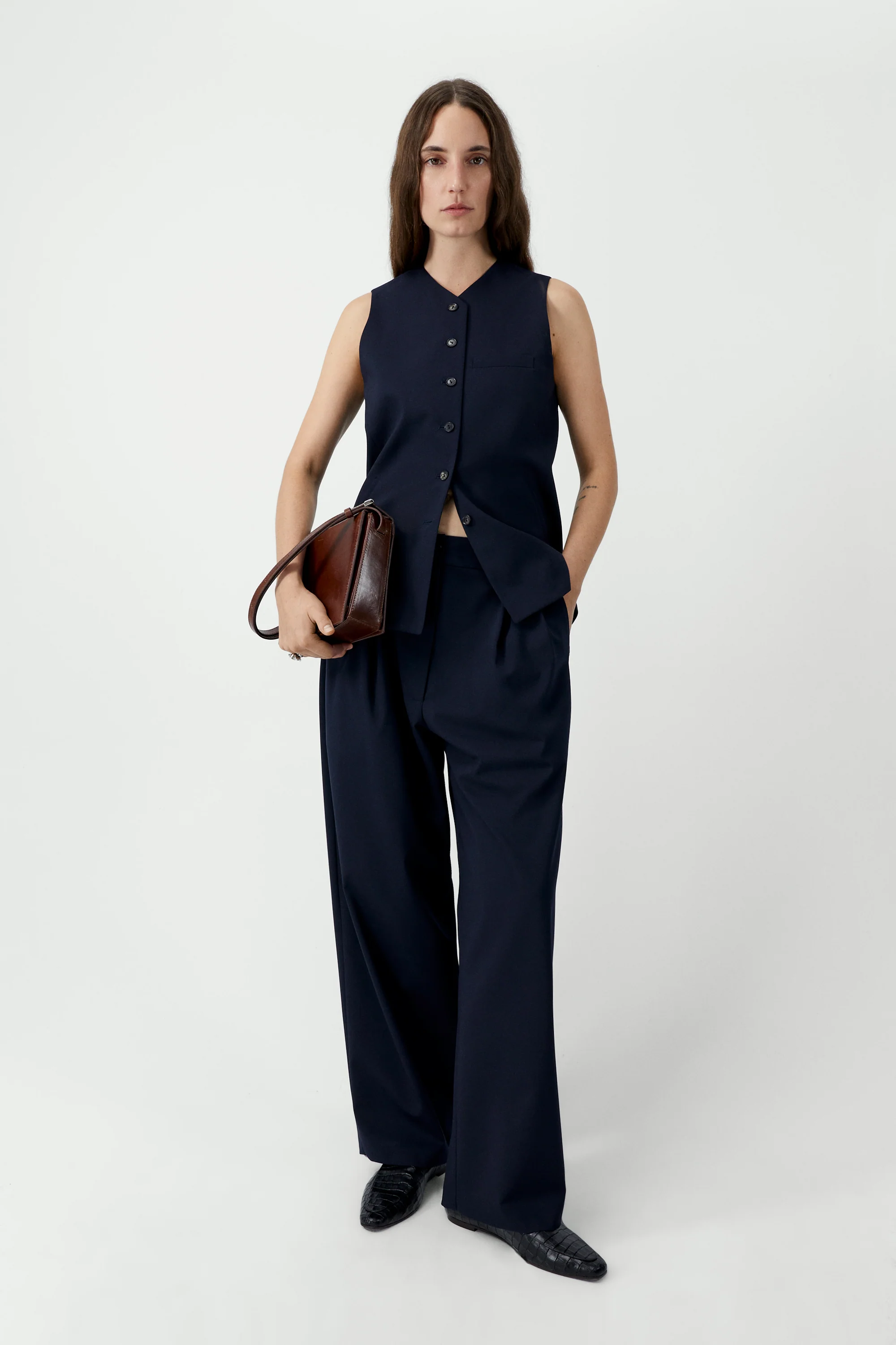 Tailored Masculine Pants | Navy - Image 3