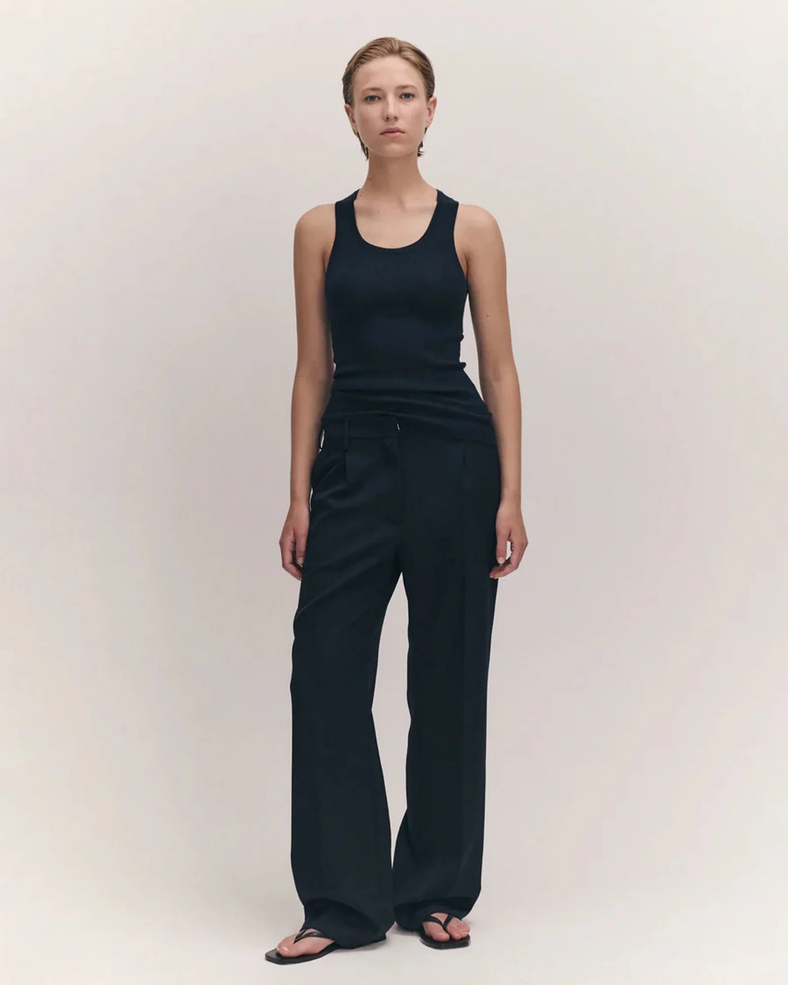 Tierna Fine Rib Merino Tank | Navy - Image 3