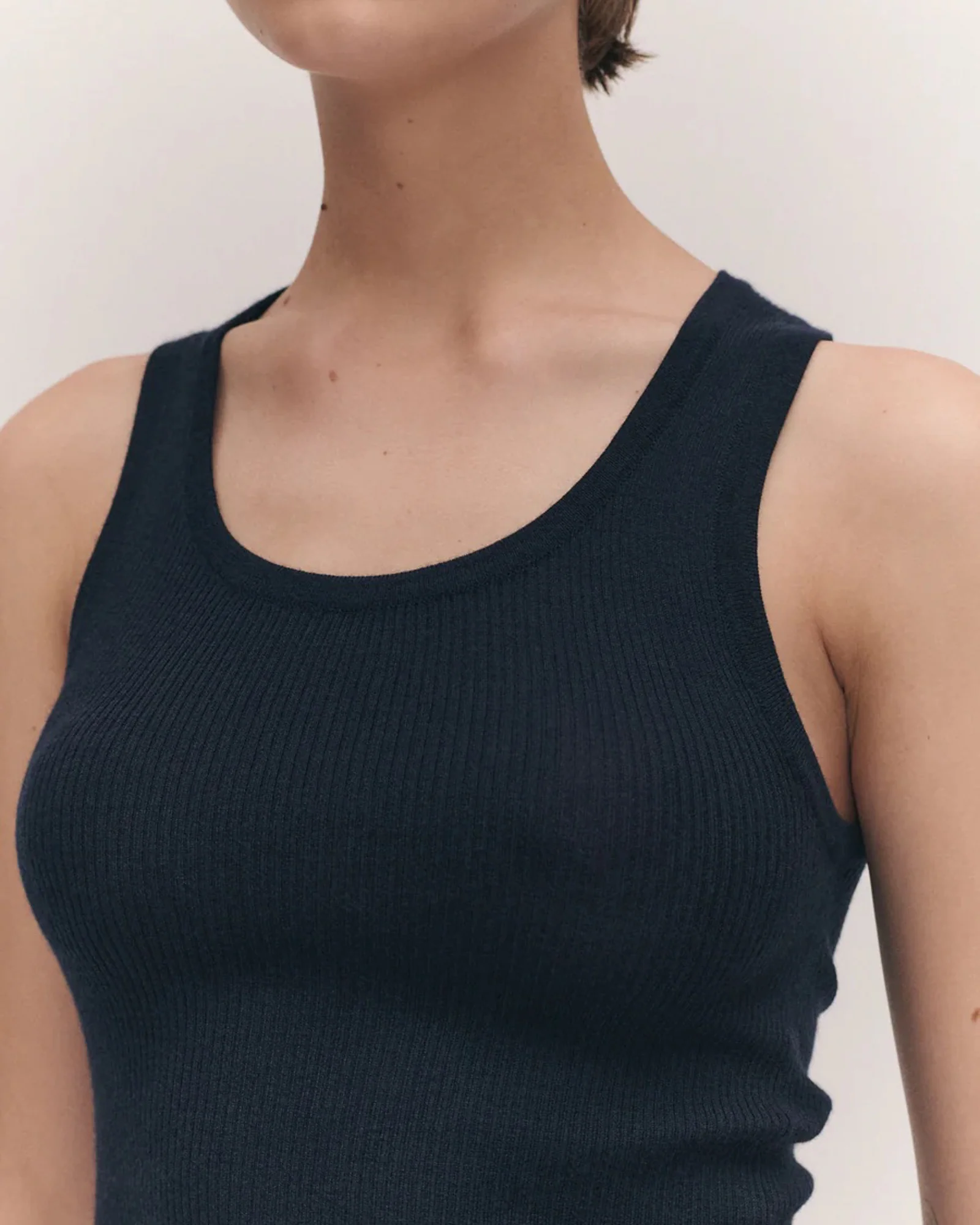 Tierna Fine Rib Merino Tank | Navy - Image 5