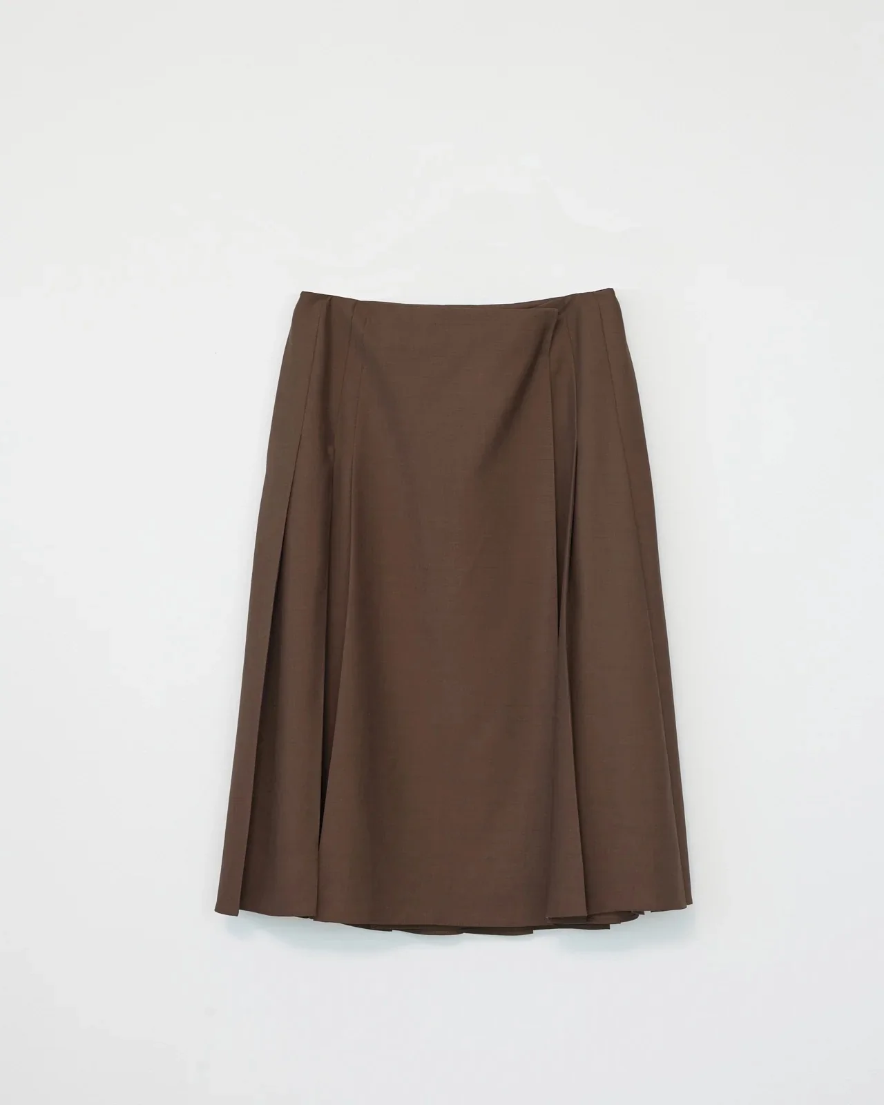 Tropical Wool Pleated Skirt | Brown