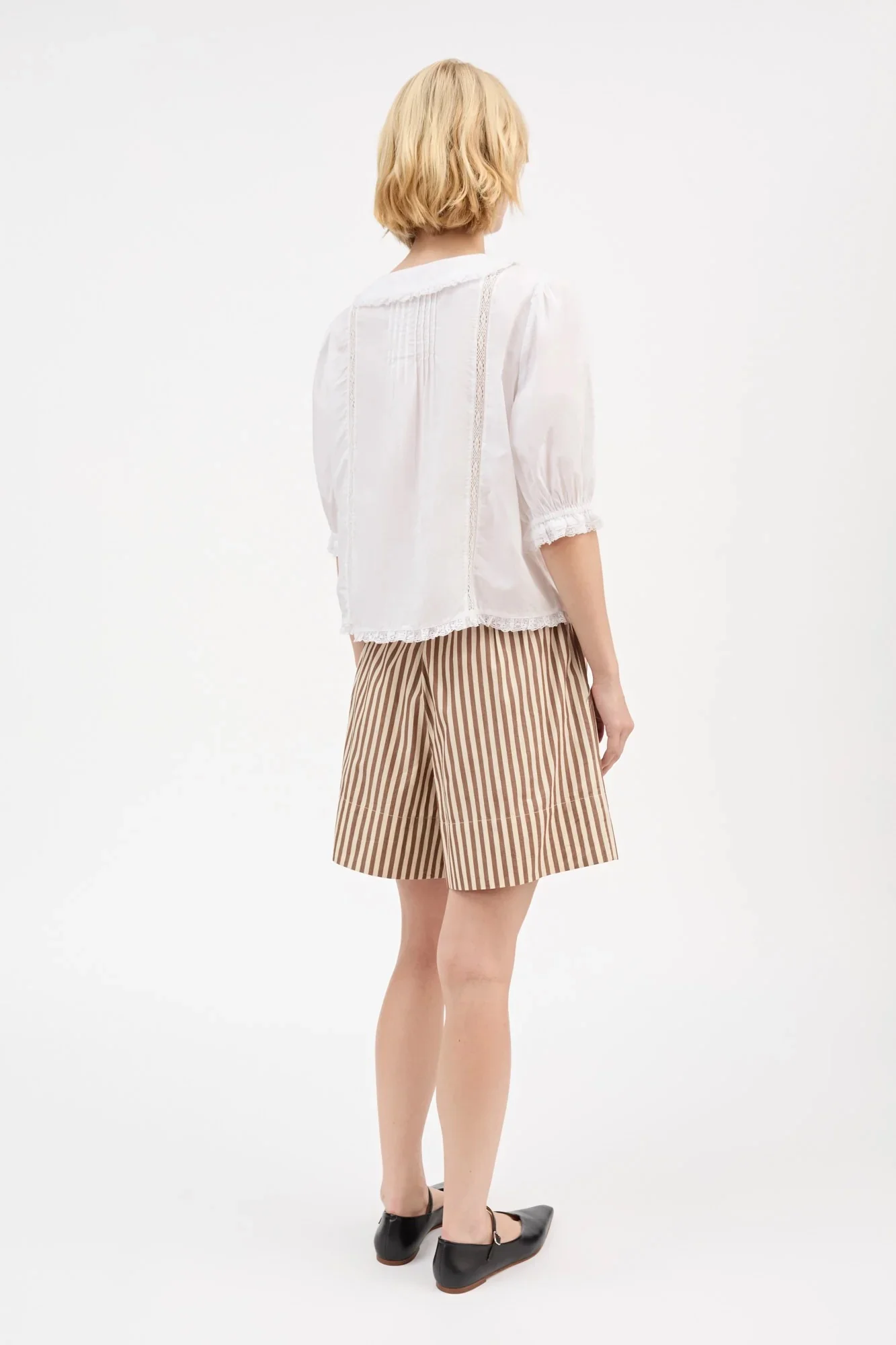 Vetiver Shorts | Brown/Ecru Stripe - Image 4
