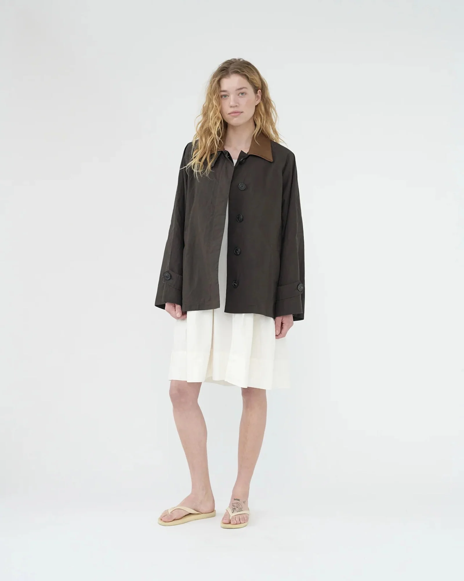 Waxed Cotton Jacket Mac | Brown - Image 3