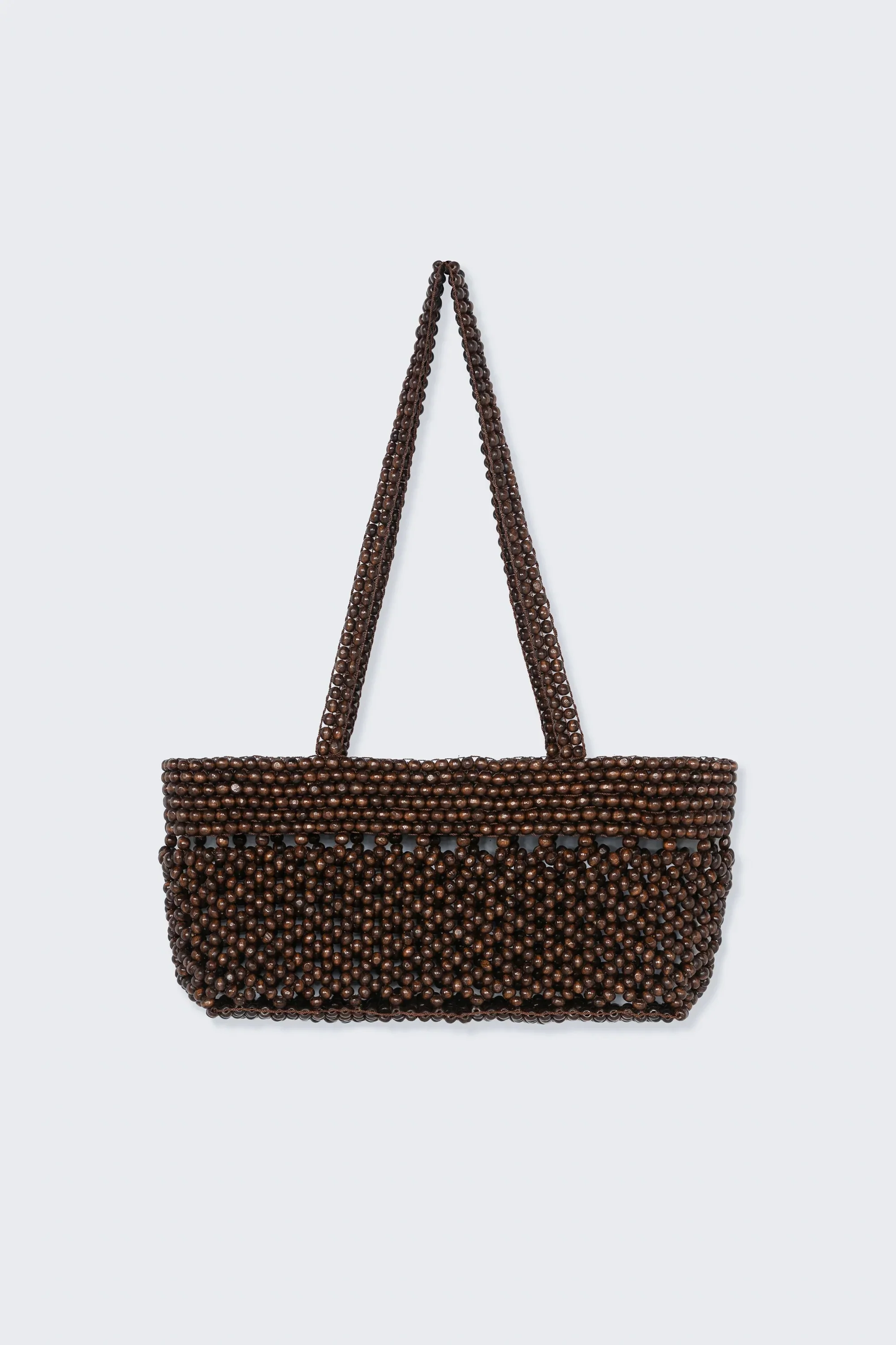 Wooden Beads Mini Bag | Brown