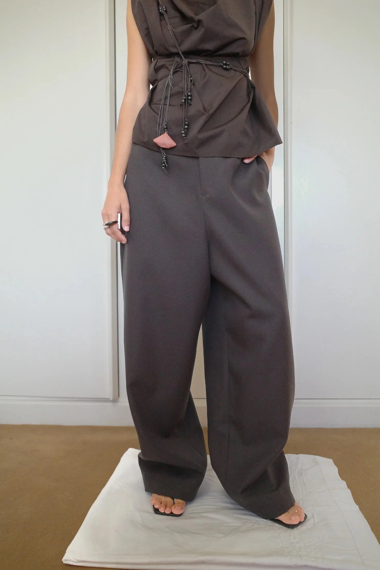 Wool Grain de Poudre Trousers | Ash Cloud